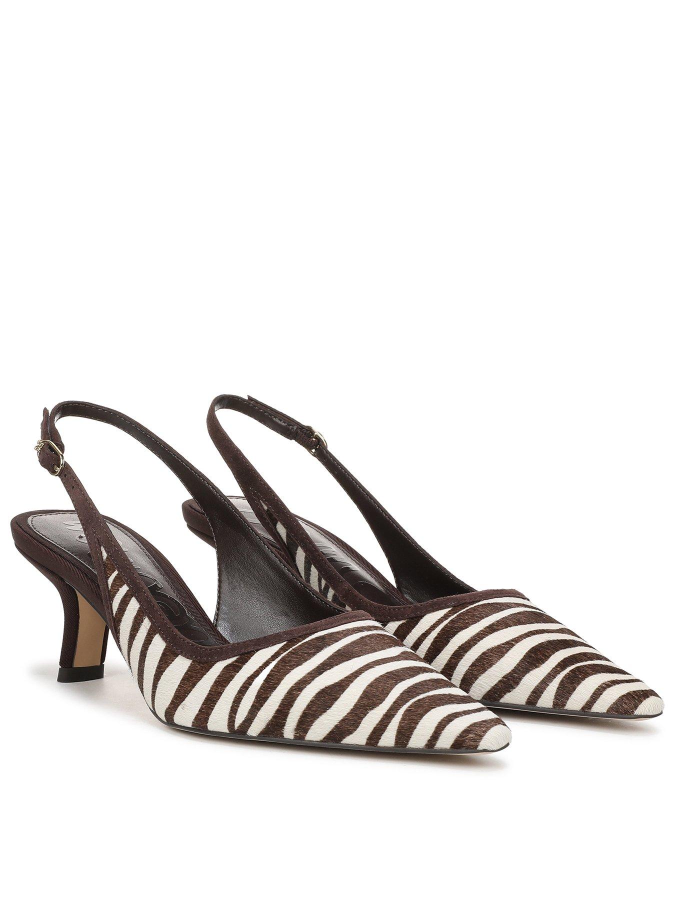 SAM EDELMAN Bianka Sling Back Heeled Pump - Brown Zebra Print