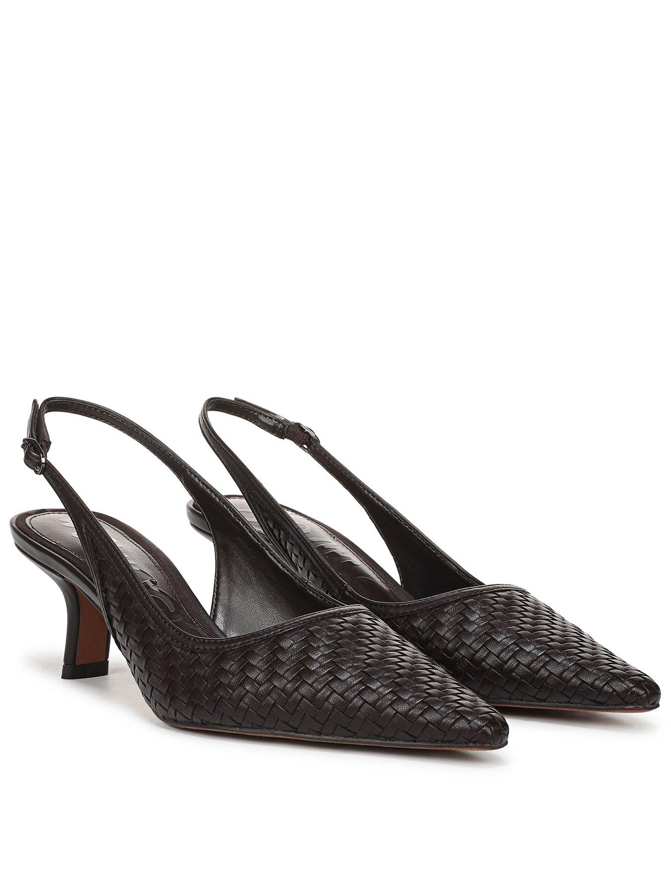 SAM EDELMAN Bianka Sling Weave Heeled Pump - Brown