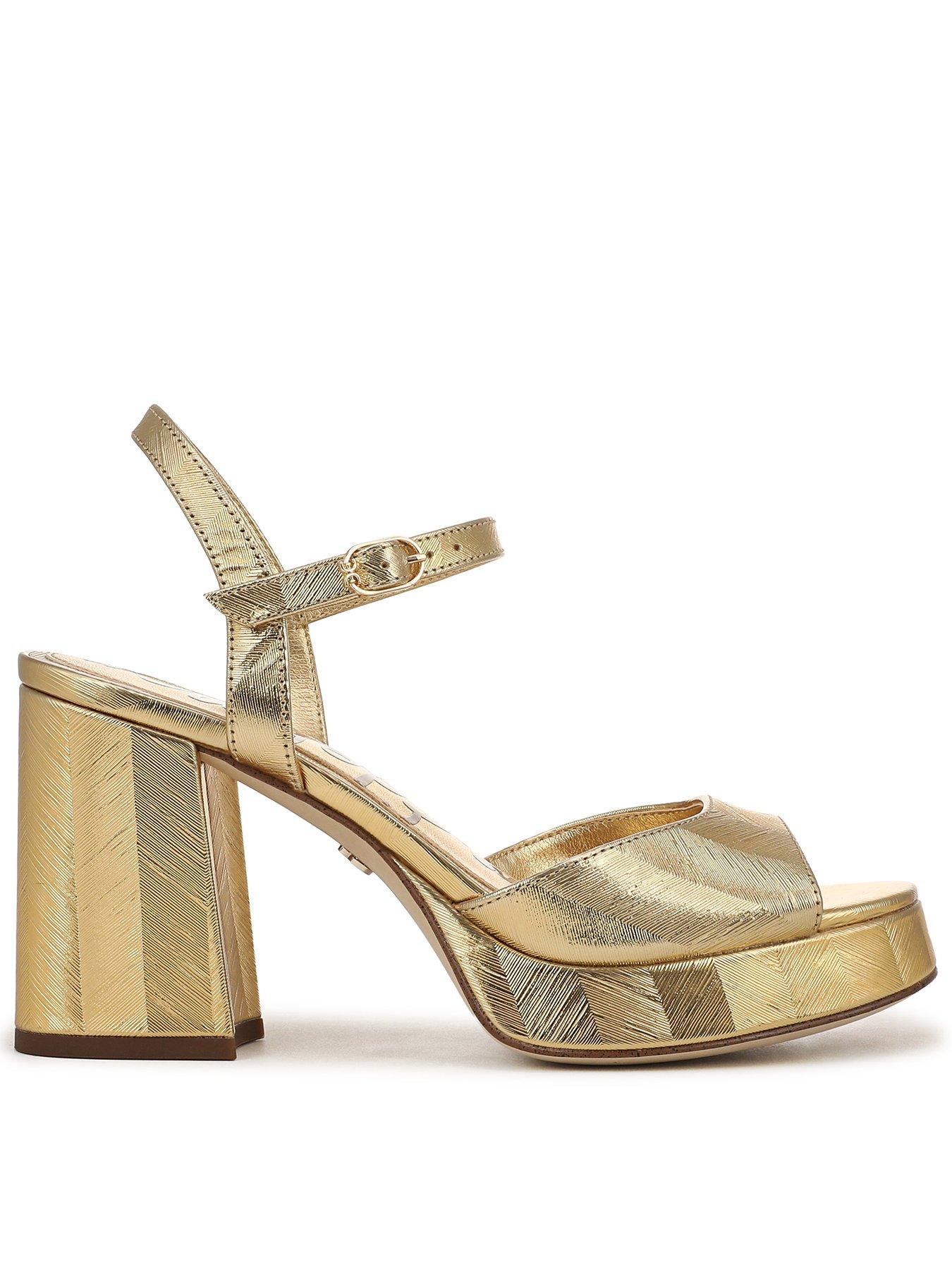 Image 1 of 6 of SAM EDELMAN Fleur  Platform Strap Heel Sandal - Gold