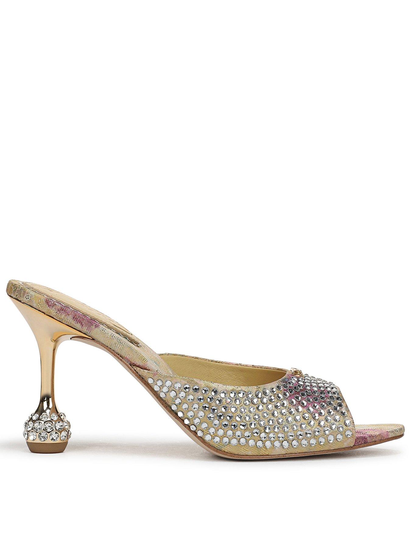 SAM EDELMAN Gisella Embellished Heel Mule - Gold Mule