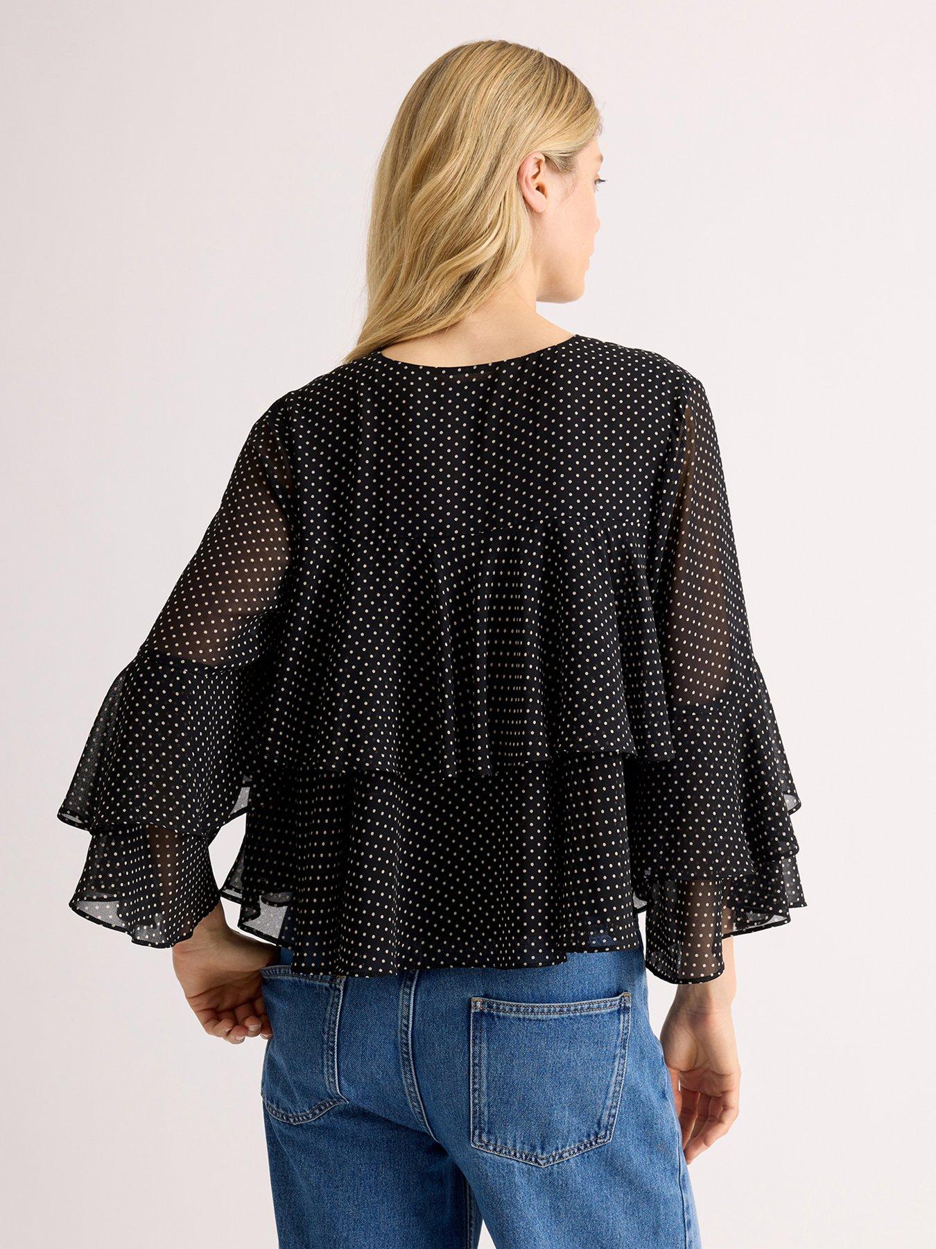 Image 2 of 5 of Albaray Chiffon Spot Ruffle Top
