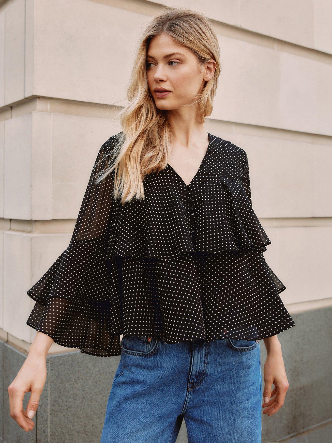 Image 3 of 5 of Albaray Chiffon Spot Ruffle Top