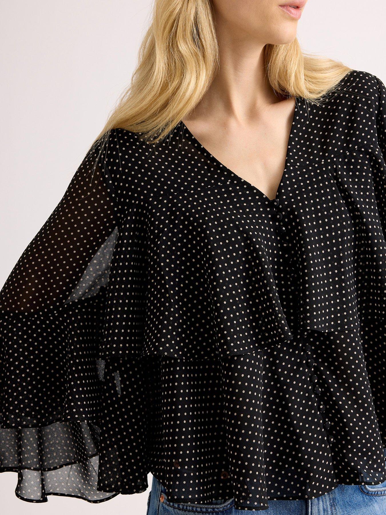 Image 4 of 5 of Albaray Chiffon Spot Ruffle Top