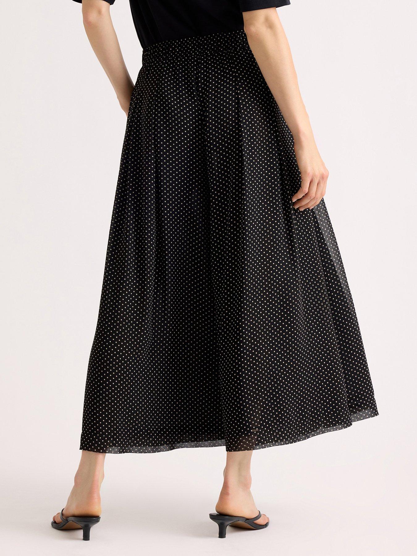 Image 2 of 5 of Albaray Chiffon Spot Print Culottes - Black