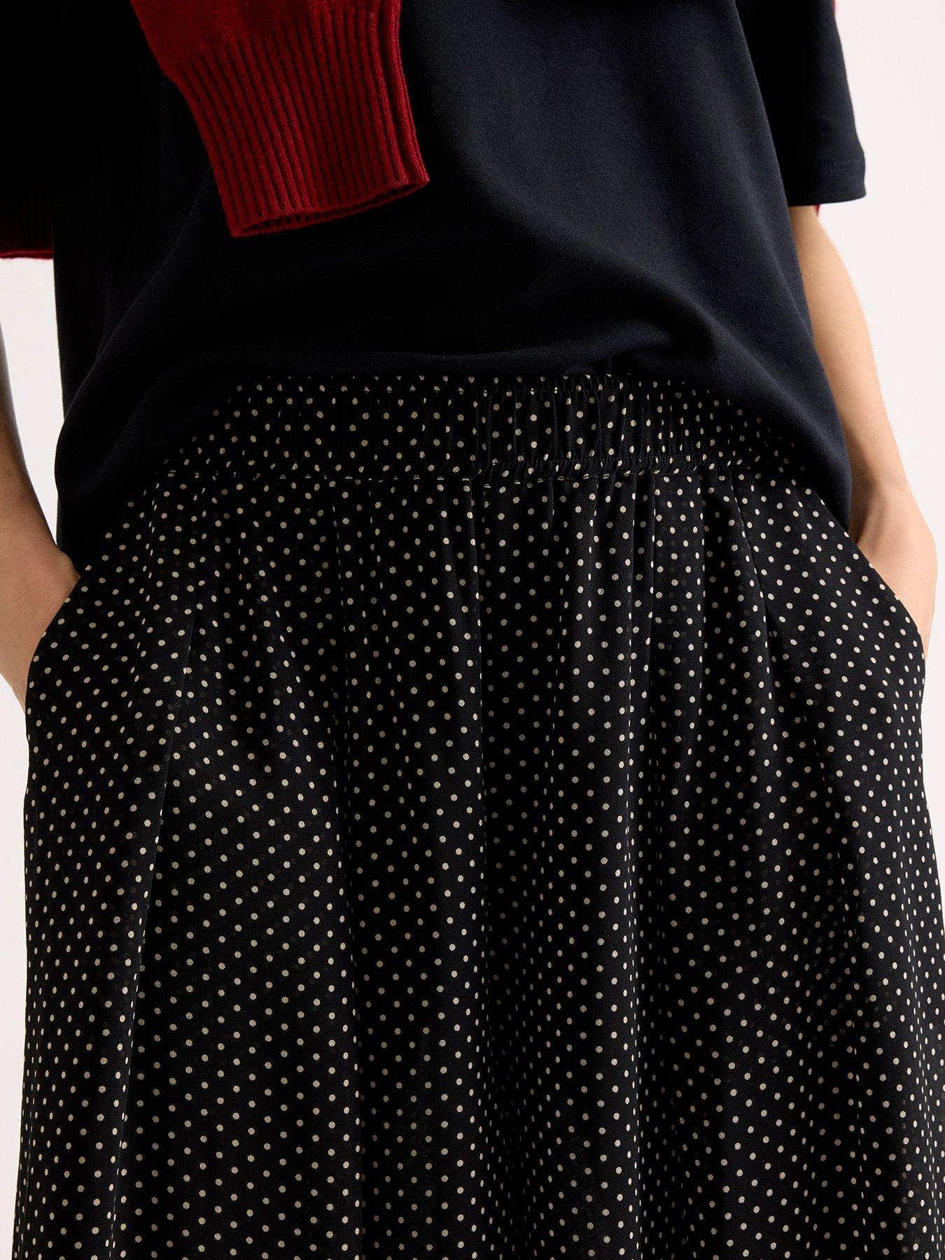 Image 4 of 5 of Albaray Chiffon Spot Print Culottes - Black
