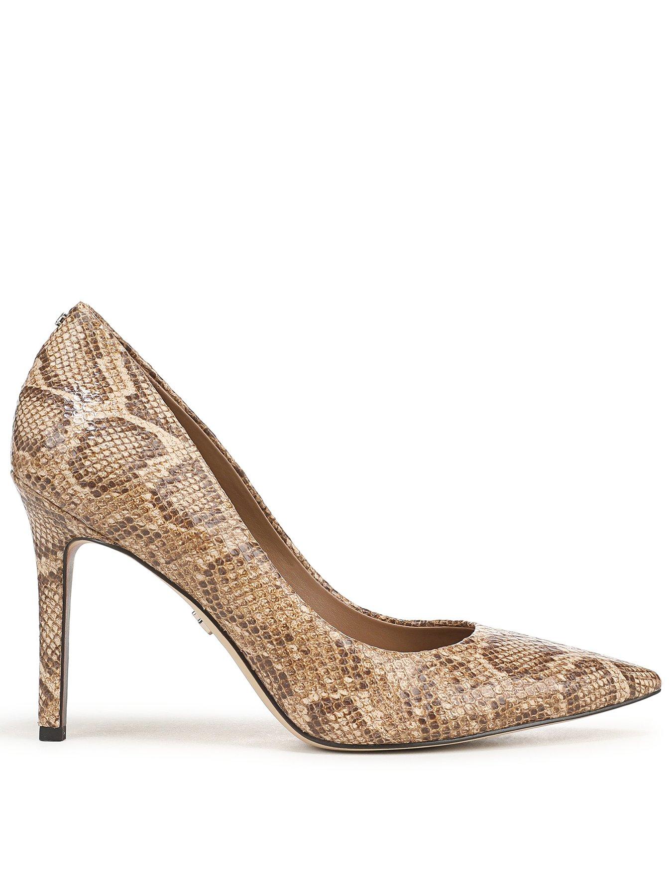 Image 1 of 6 of SAM EDELMAN Hazel Snake Print Heel Shoe - Beige