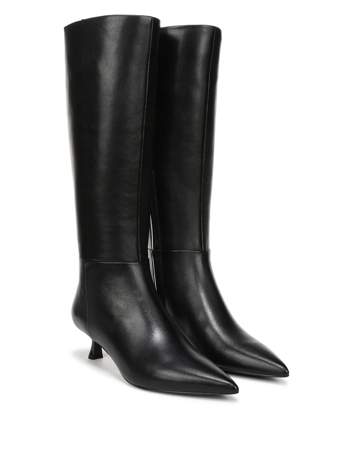 SAM EDELMAN Renee Pointed Leather Knee High Boot - Black