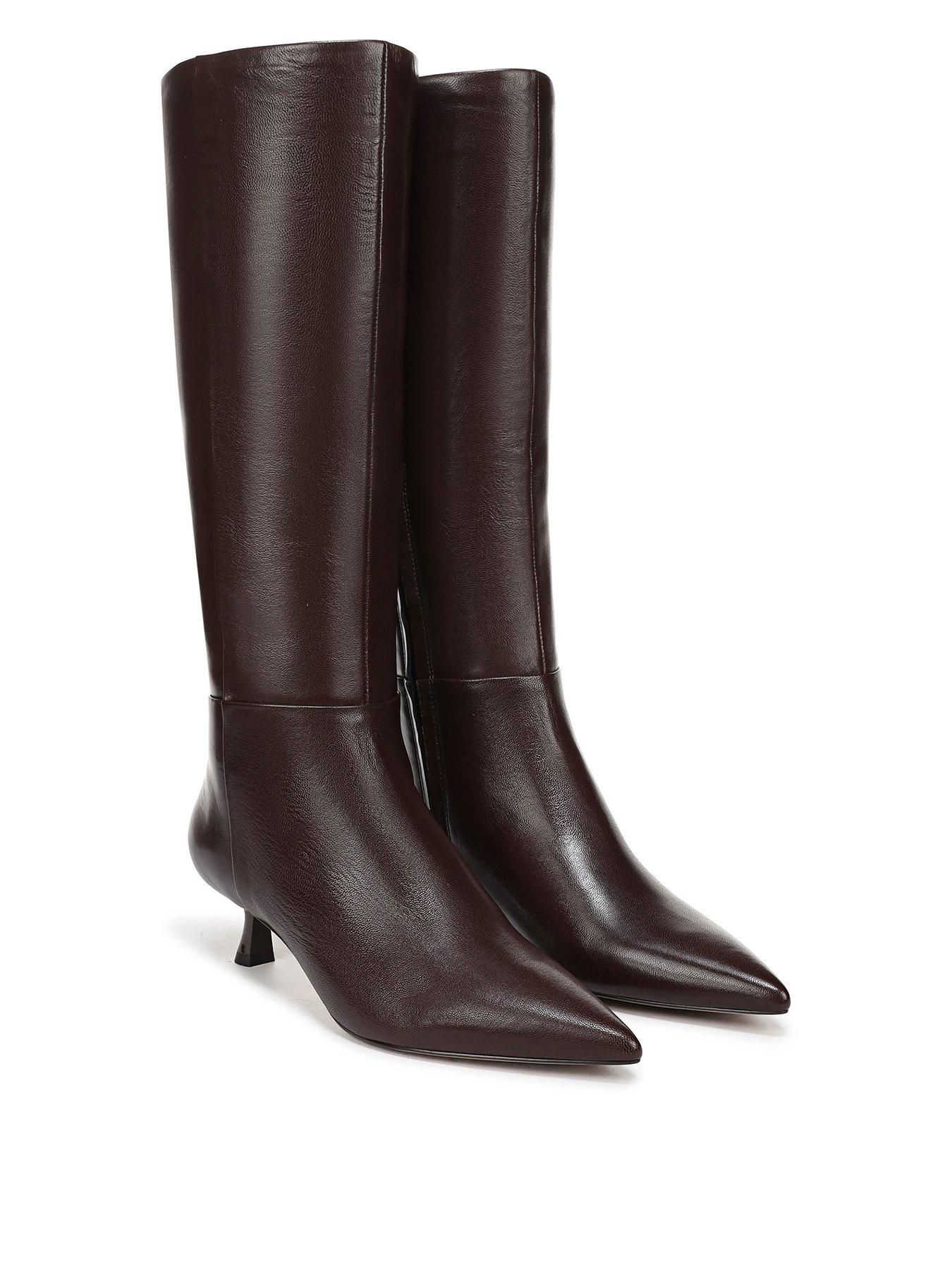 SAM EDELMAN Renee Pointed Leather Knee High Boot - Brown