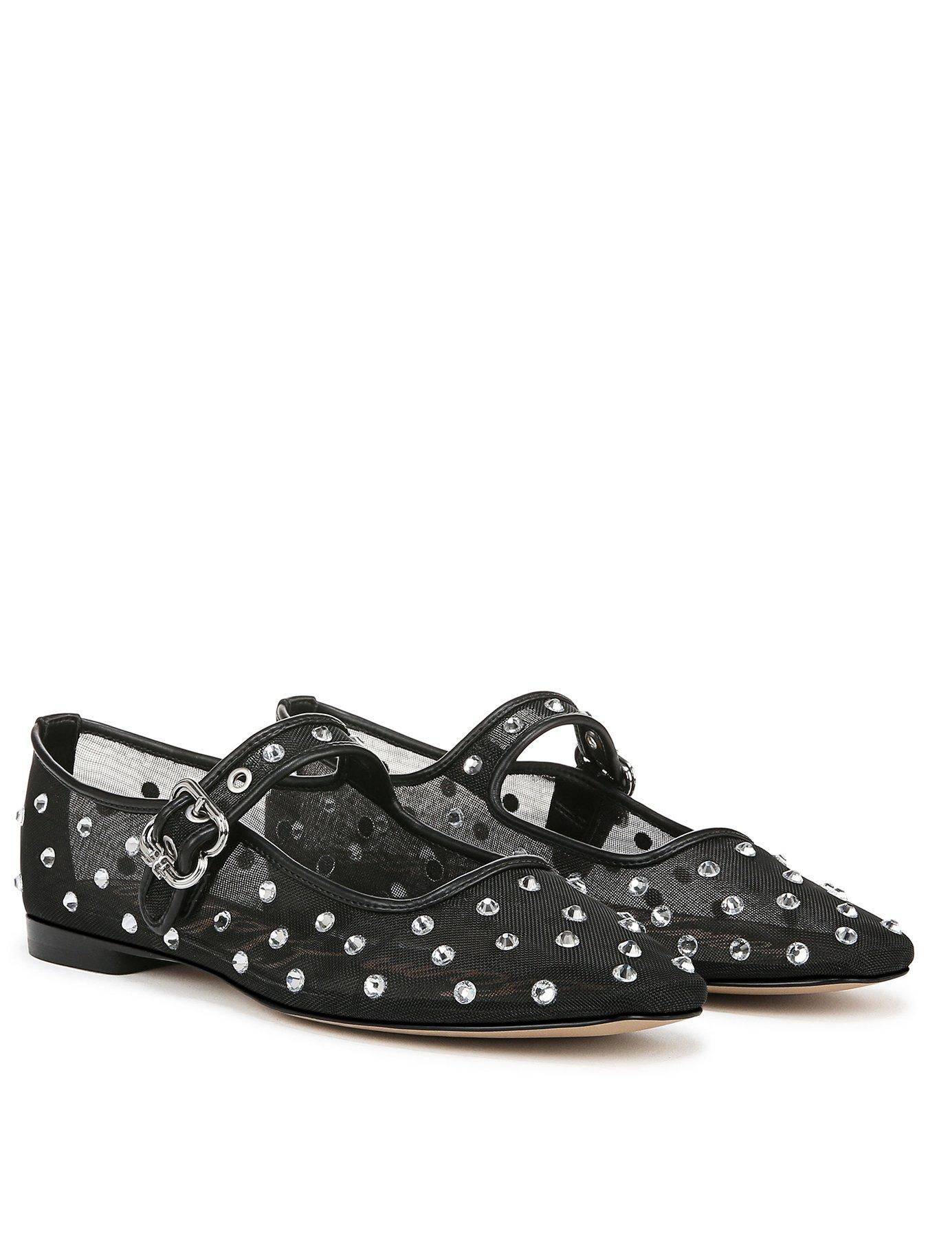 SAM EDELMAN Michaela Mesh Embellished Mary Jane Pump - Black