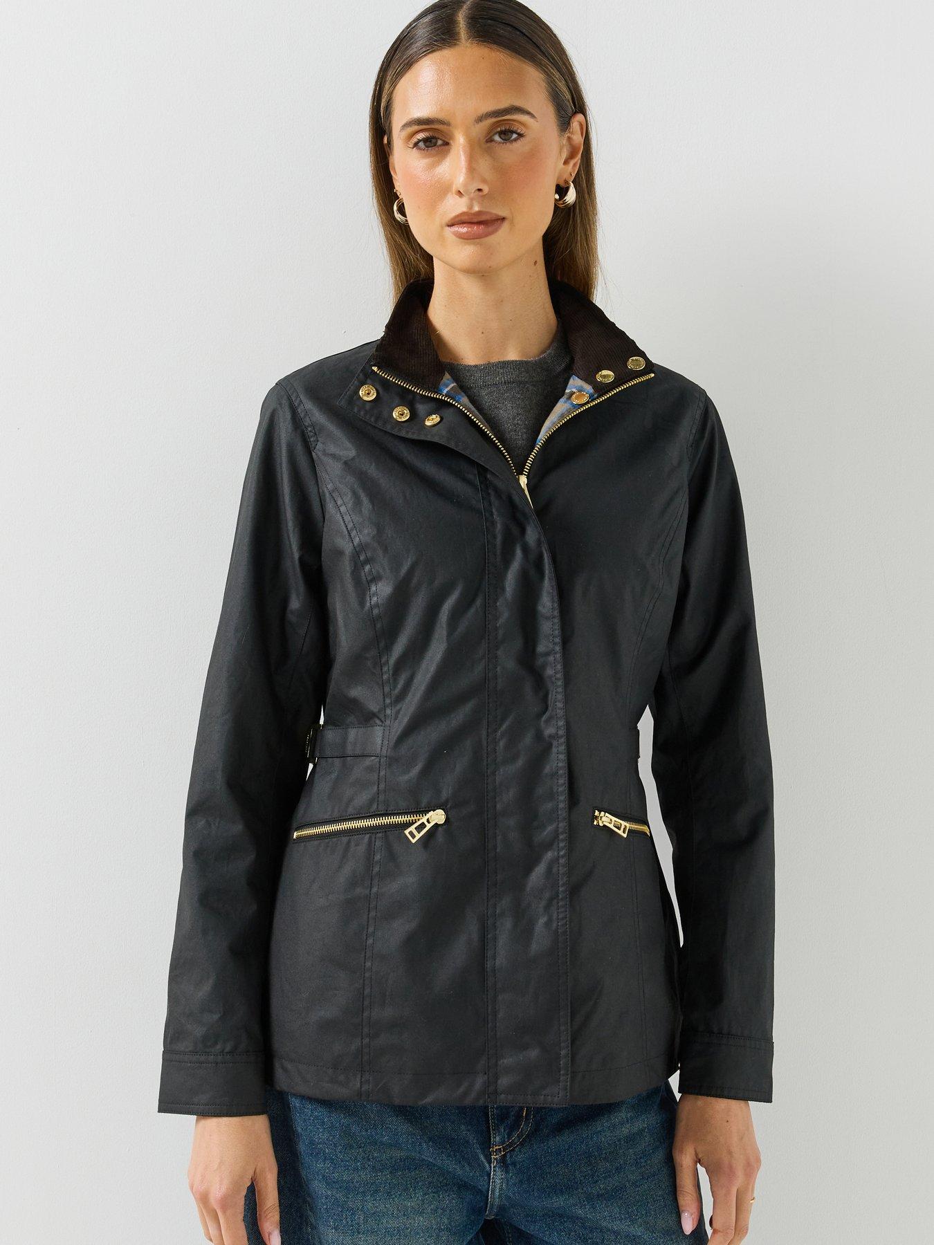 Image 1 of 6 of Belstaff Womens Madison Funnel Neck Zip Pocket Jacket - Black