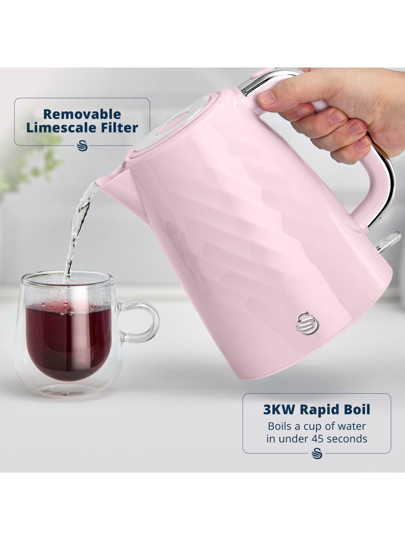 Image 3 of 7 of Swan Windsor 1.7L Kettle - Rapid Boil, Anti-Slip Feet, 3kW - Pink