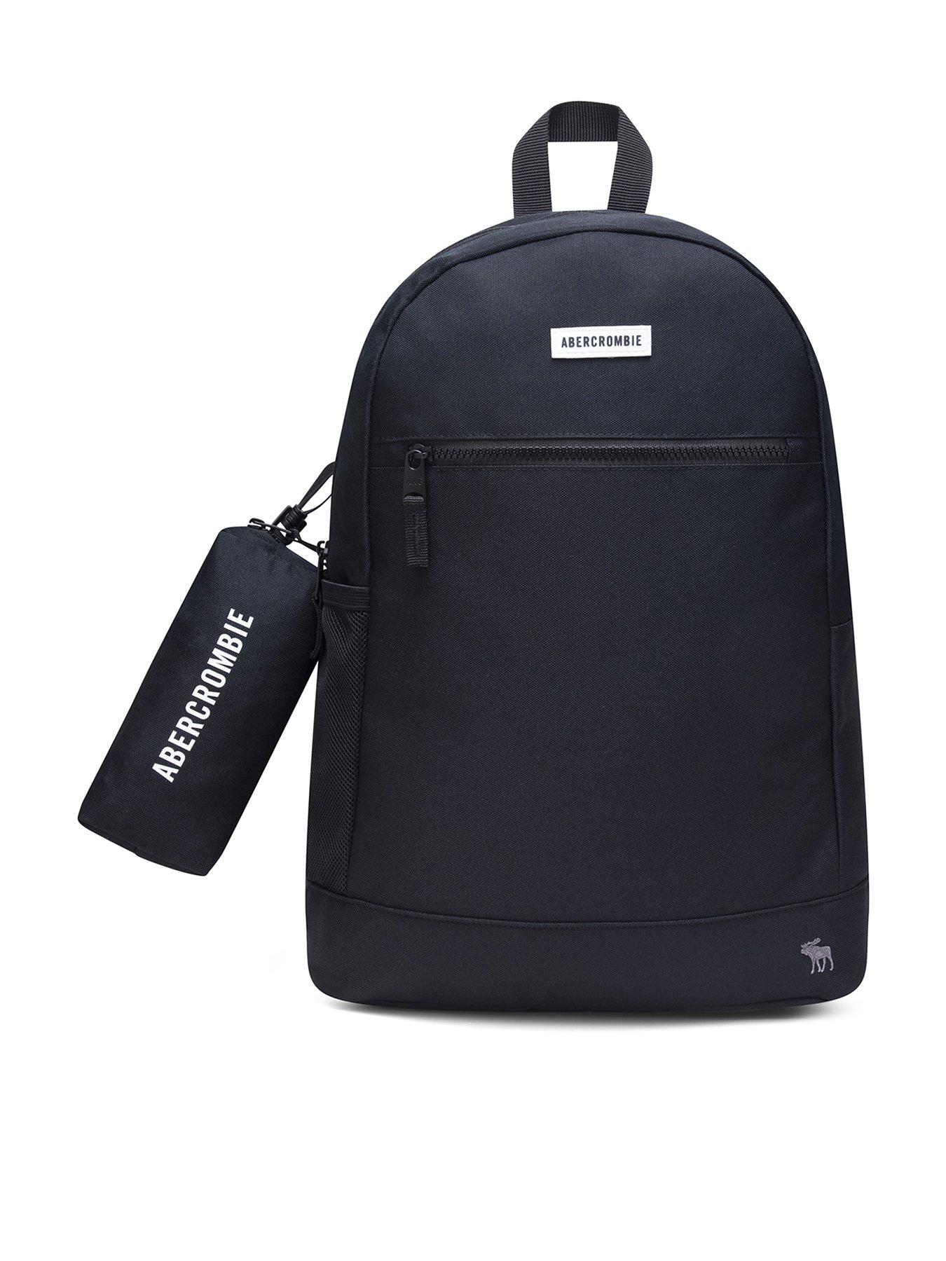 Image 1 of 4 of Abercrombie & Fitch Unisex Pencil Case Pouch Zip Compartments Backpack - Black
