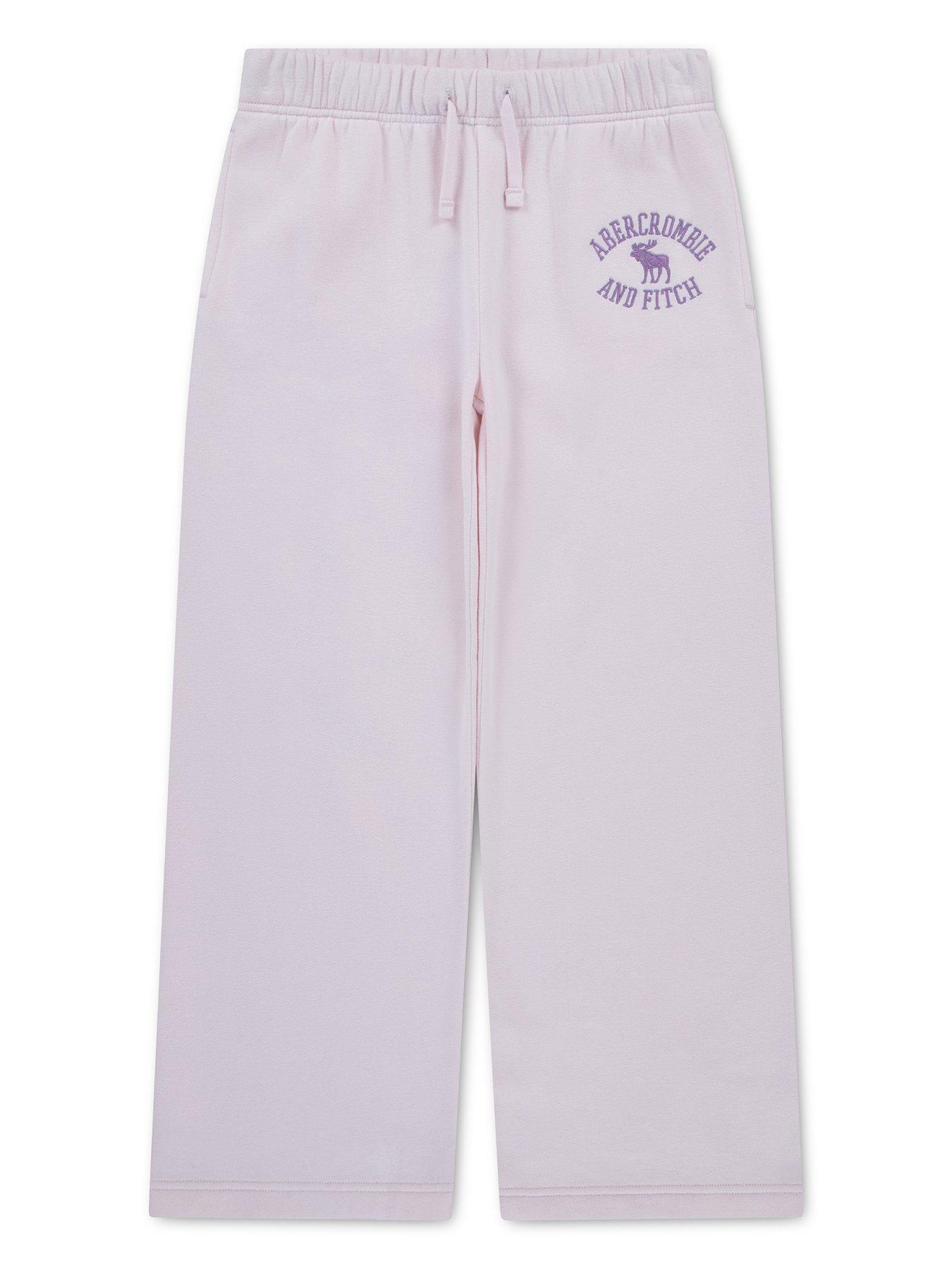 Image 1 of 3 of Abercrombie & Fitch Girl's Cotton Blend Drawstring Tracksuit Bottoms - Pink