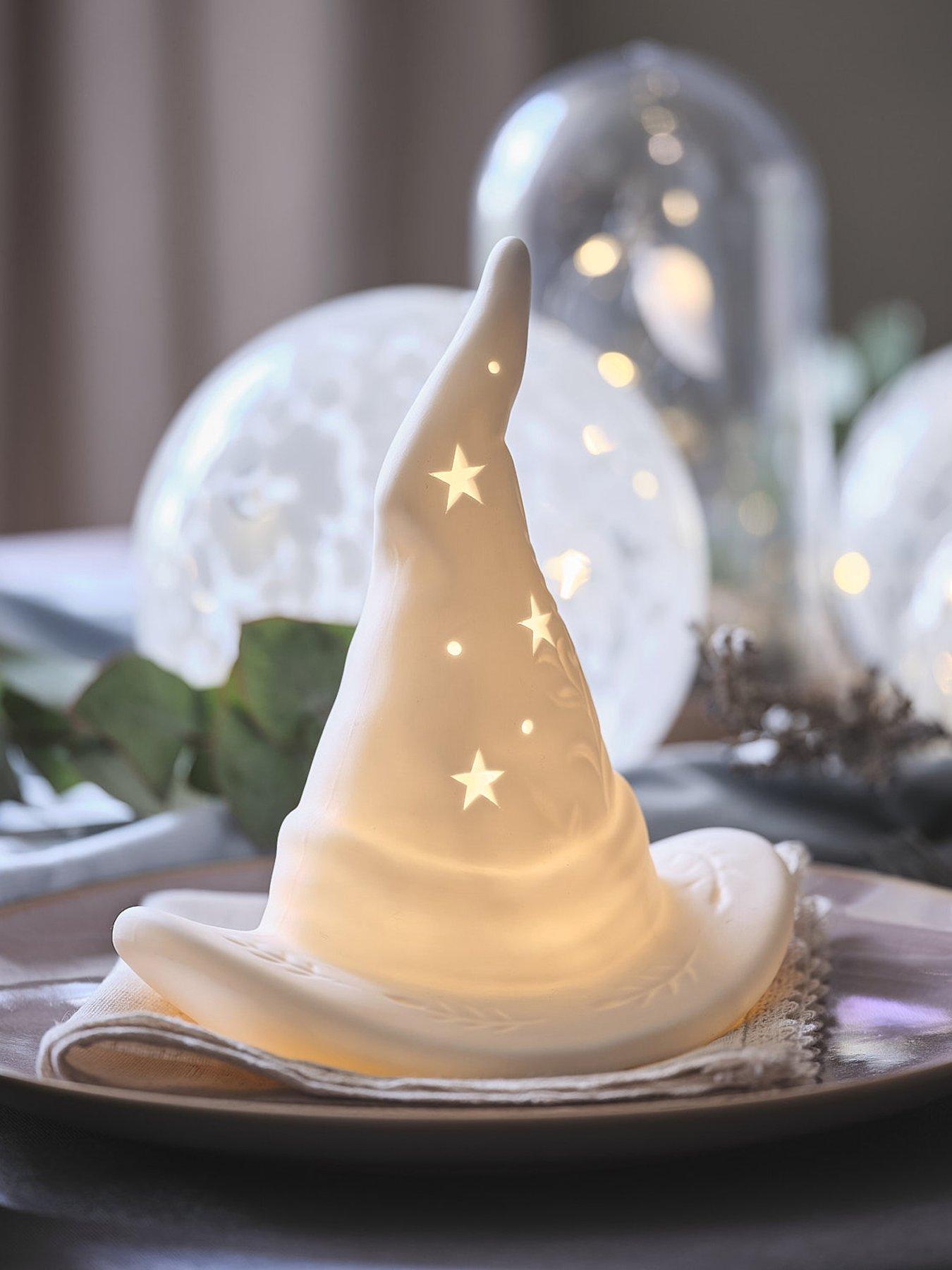 Lights4Fun Porcelain Witches Hat Pre Lit Decoration