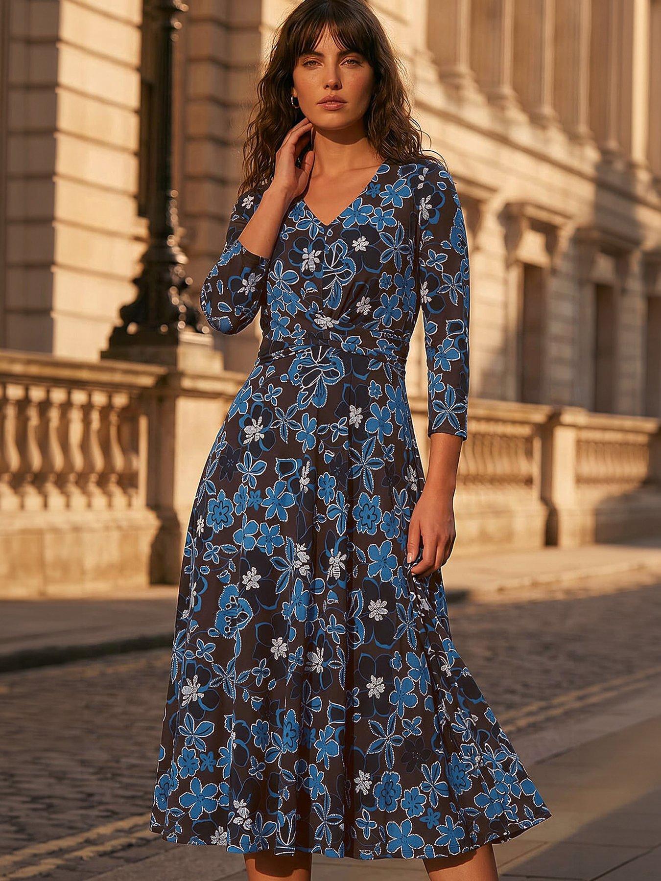 Image 1 of 4 of Roman Floral Puff Print Cross Dress