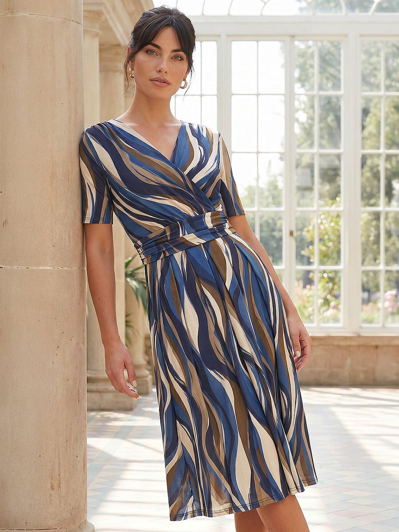 Image 4 of 4 of Roman Abstract Print Wrap Midi Dress