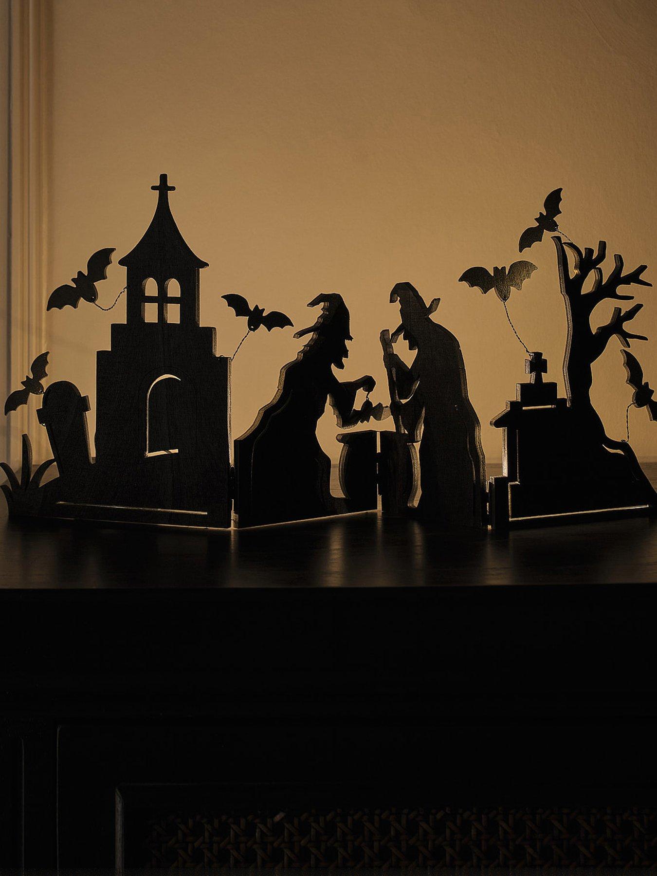 Lights4Fun Witch Scene Halloween Backlit Silhouette