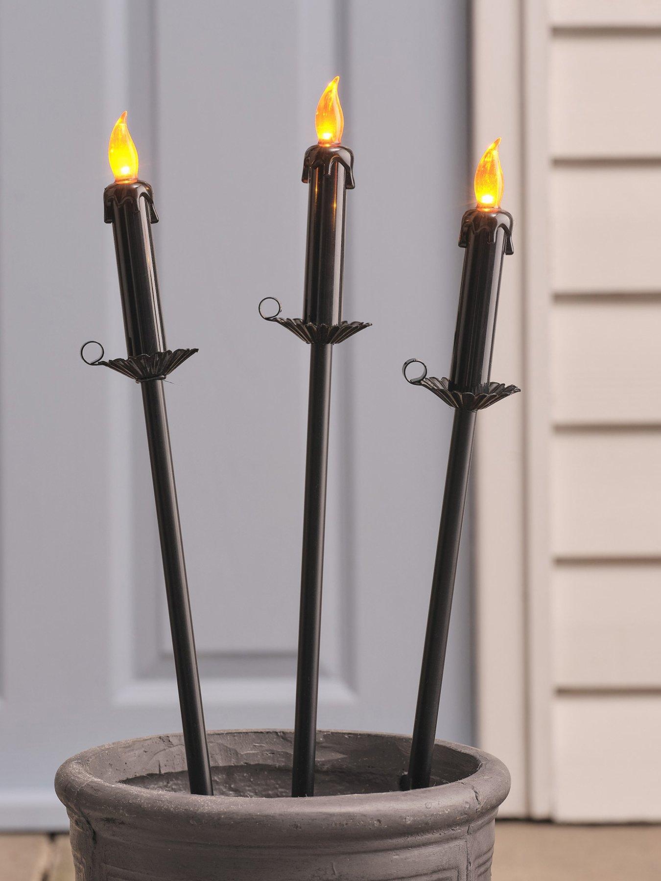 Image 2 of 6 of Lights4Fun Set Of 3 Halloween Candle Stake Lights