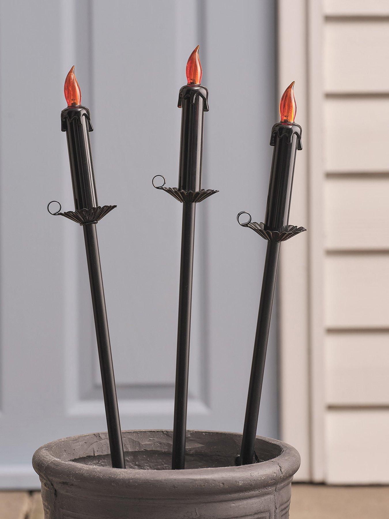 Image 3 of 6 of Lights4Fun Set Of 3 Halloween Candle Stake Lights