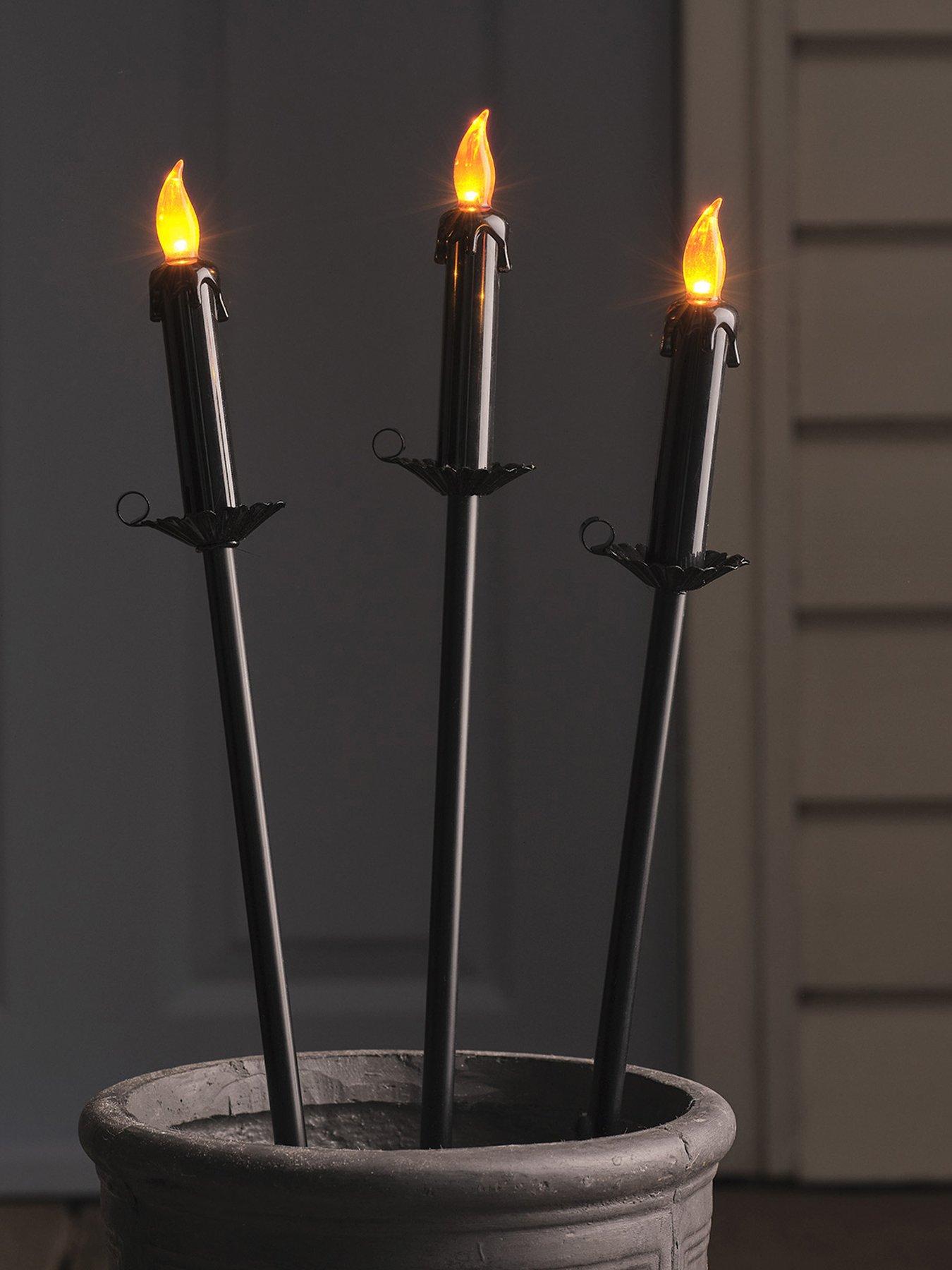 Image 4 of 6 of Lights4Fun Set Of 3 Halloween Candle Stake Lights