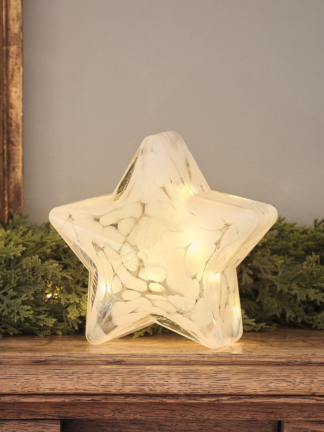 Image 1 of 2 of Lights4Fun Champagne And White Confetti Glass Star