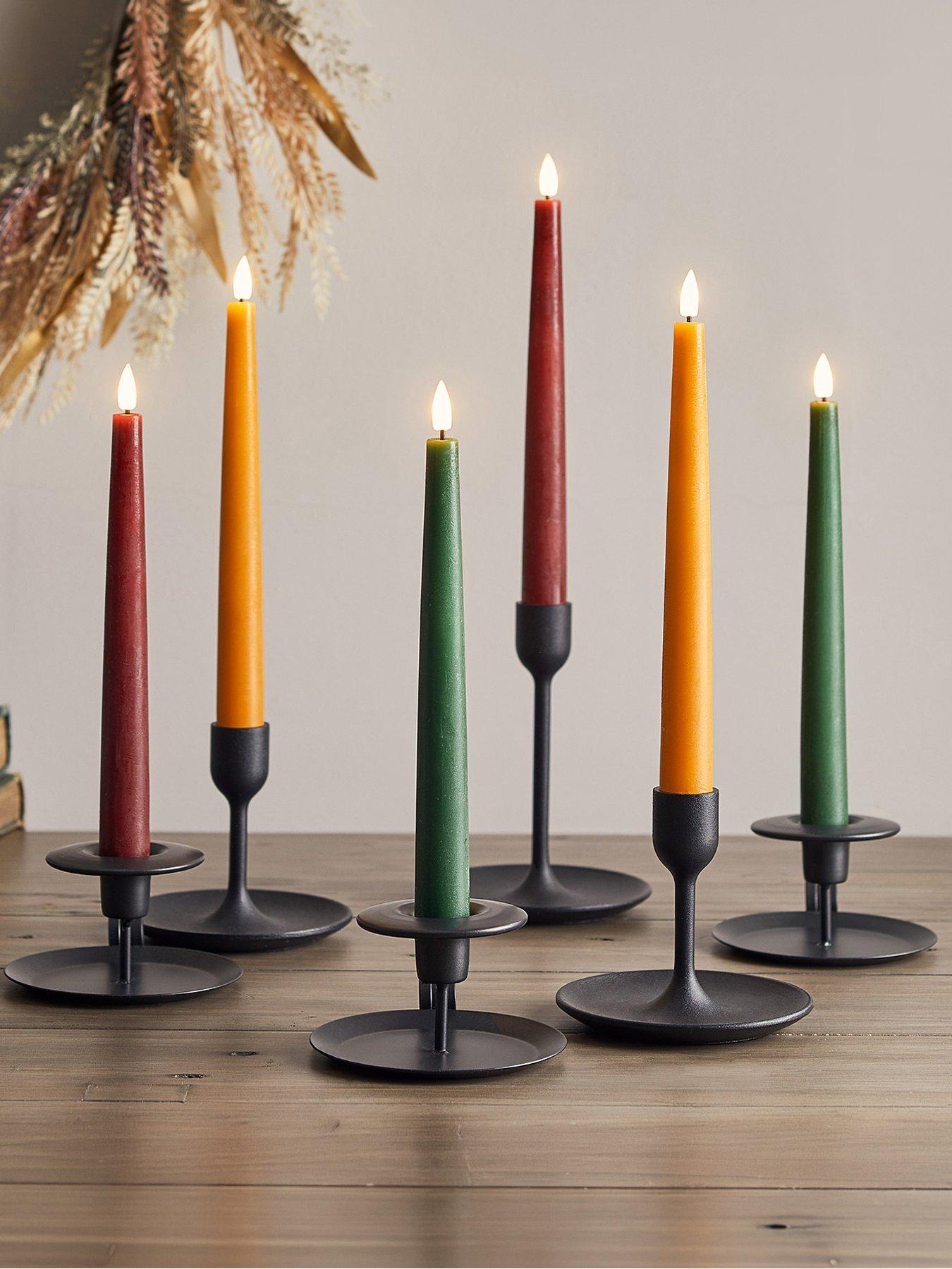 Lights4Fun 6 Truglow Autumnal Remote Controlled LED Taper Candles