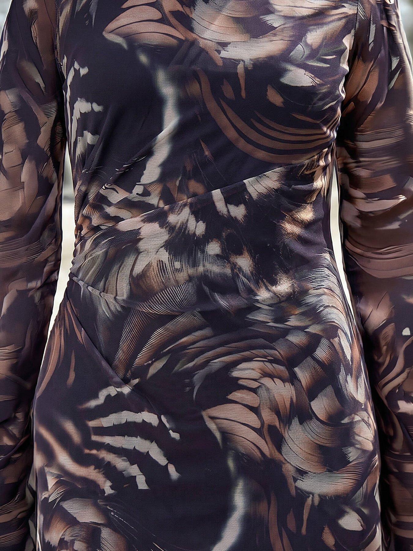 Image 2 of 4 of Roman Petite Abstract Mesh Dress