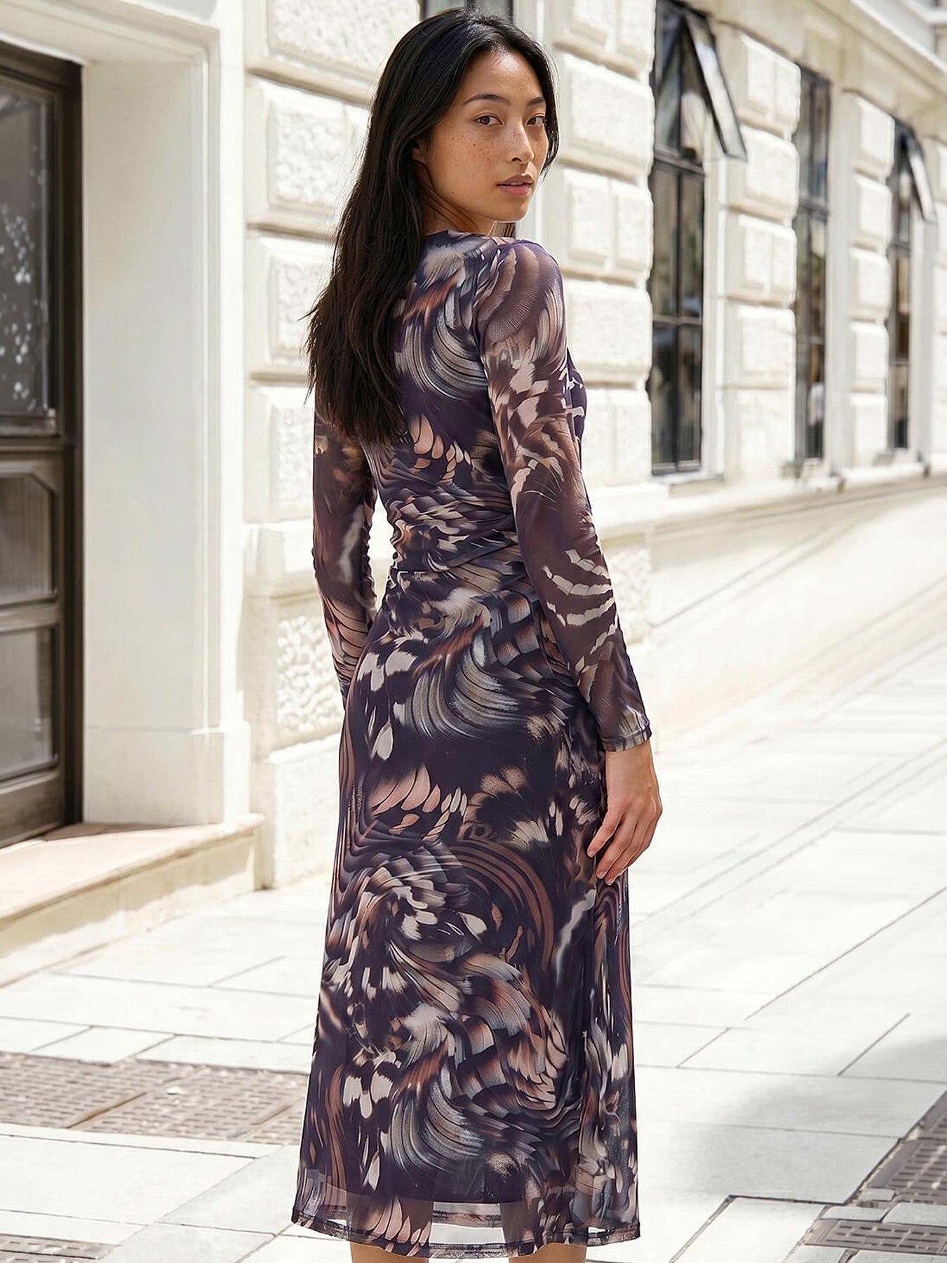 Image 3 of 4 of Roman Petite Abstract Mesh Dress