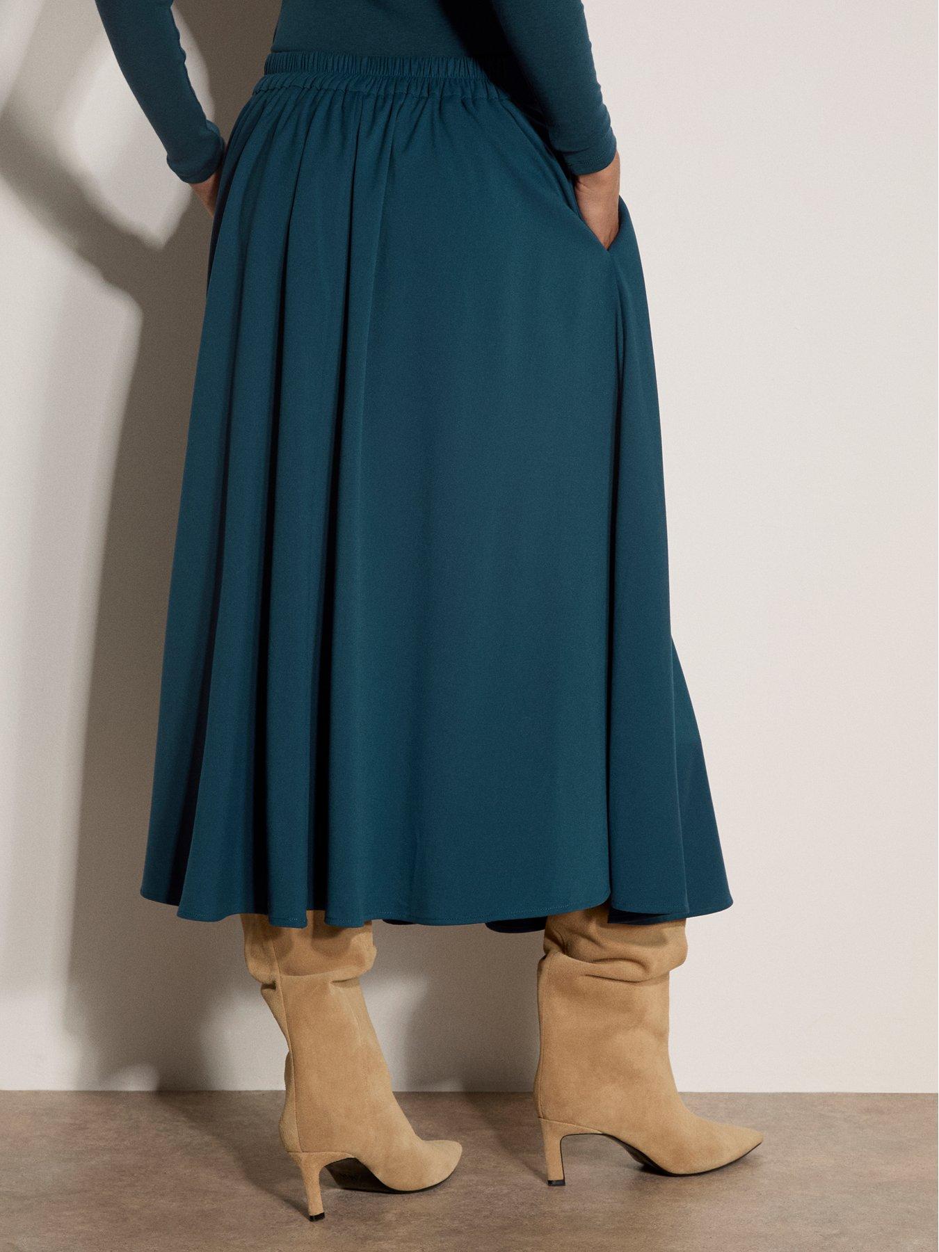Image 2 of 4 of Apricot Womens Elasticated Waist Floaty Midi Skirt - Green