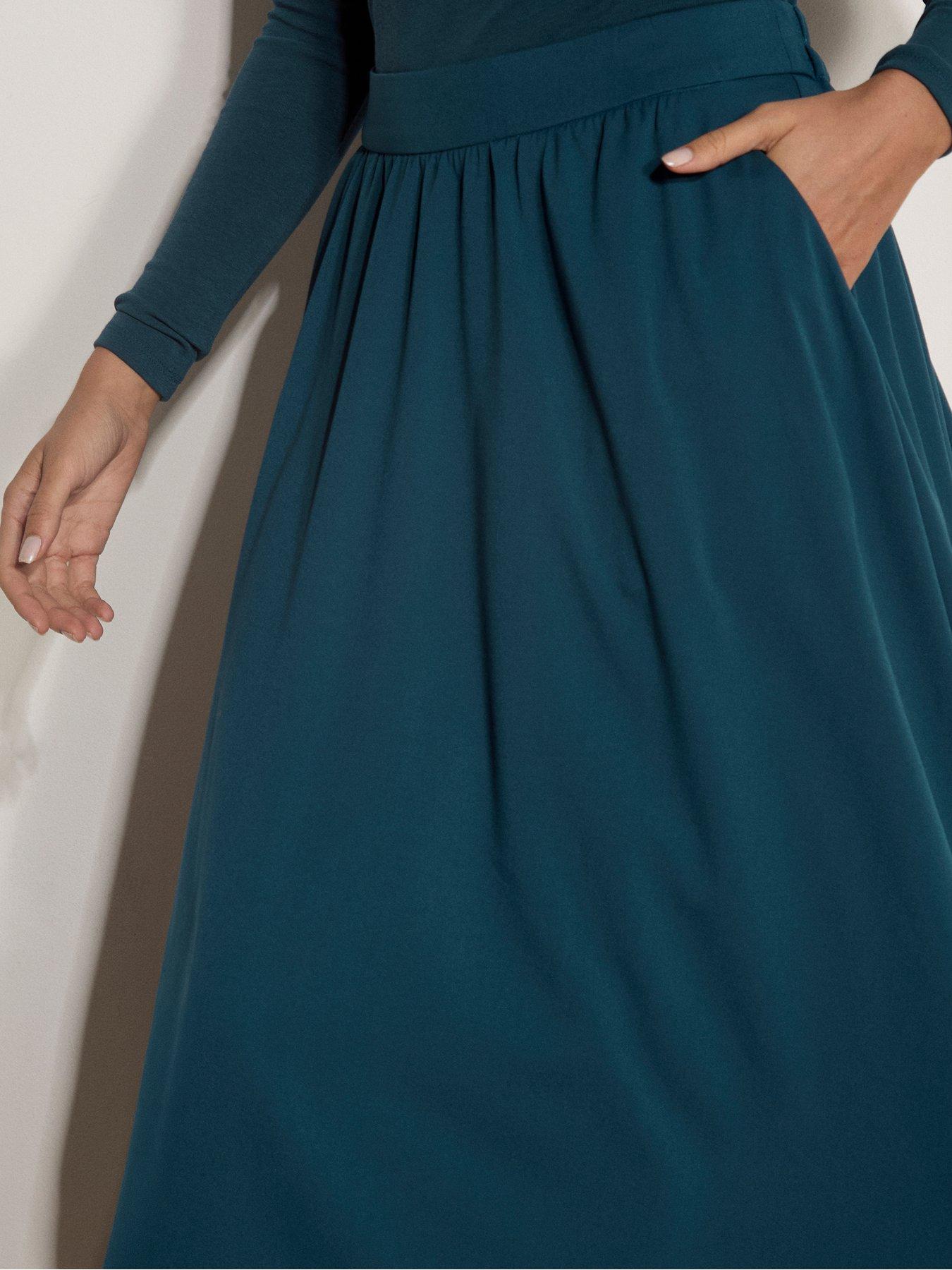 Image 4 of 4 of Apricot Womens Elasticated Waist Floaty Midi Skirt - Green