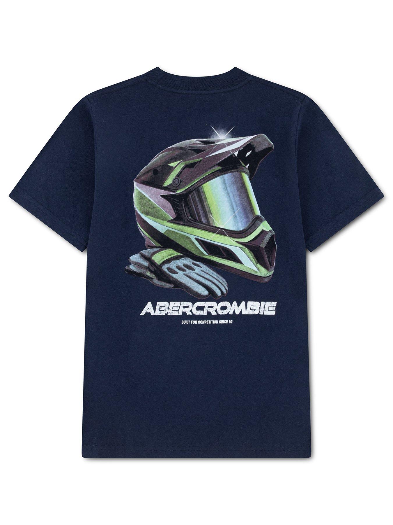Image 2 of 3 of Abercrombie & Fitch Boys Racing Helmet Graphic Short Sleeve T-Shirt - Navy