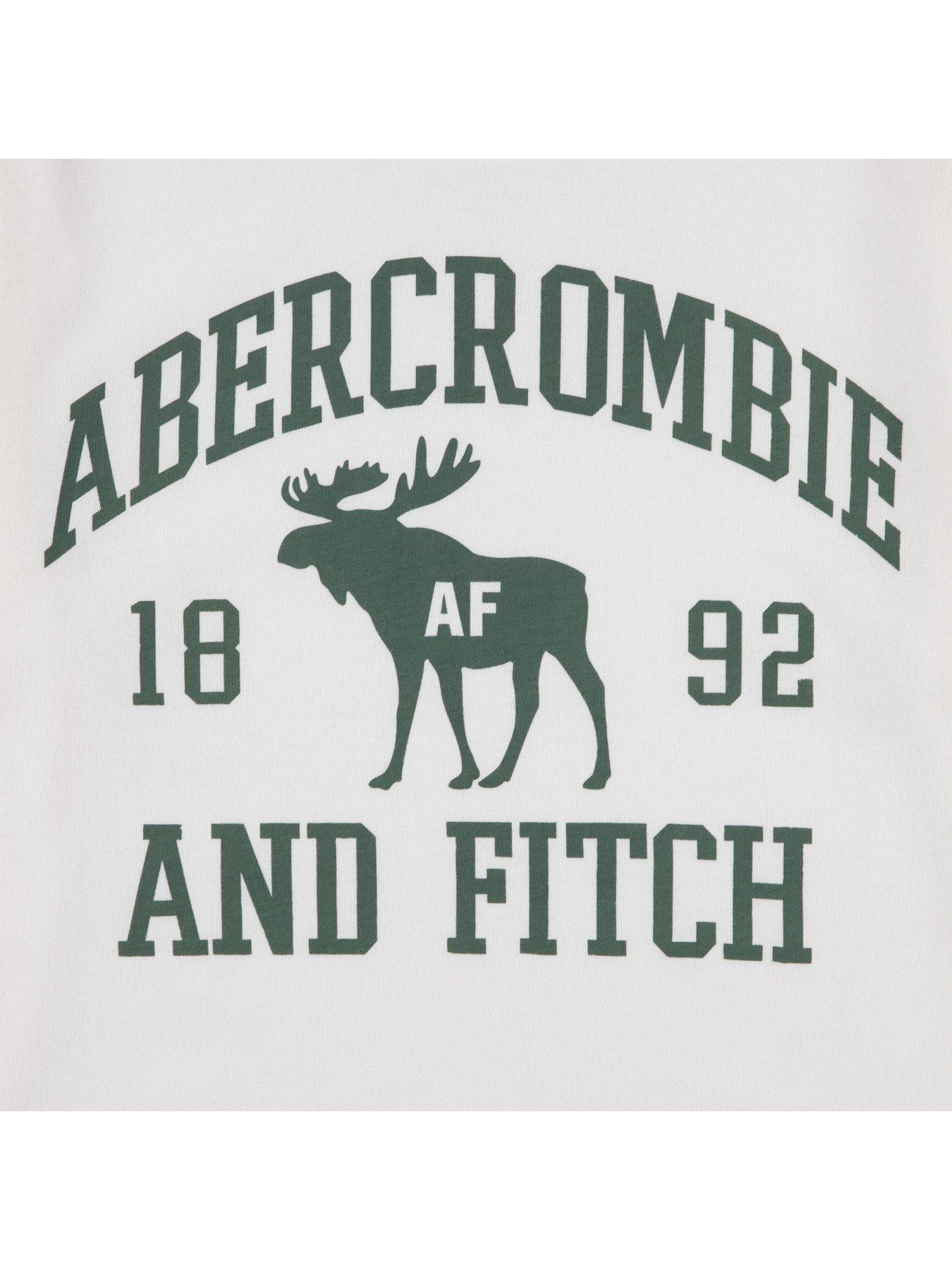 Image 3 of 3 of Abercrombie & Fitch Boys Moose Lockup Print Crew Neck T-Shirt - Cream