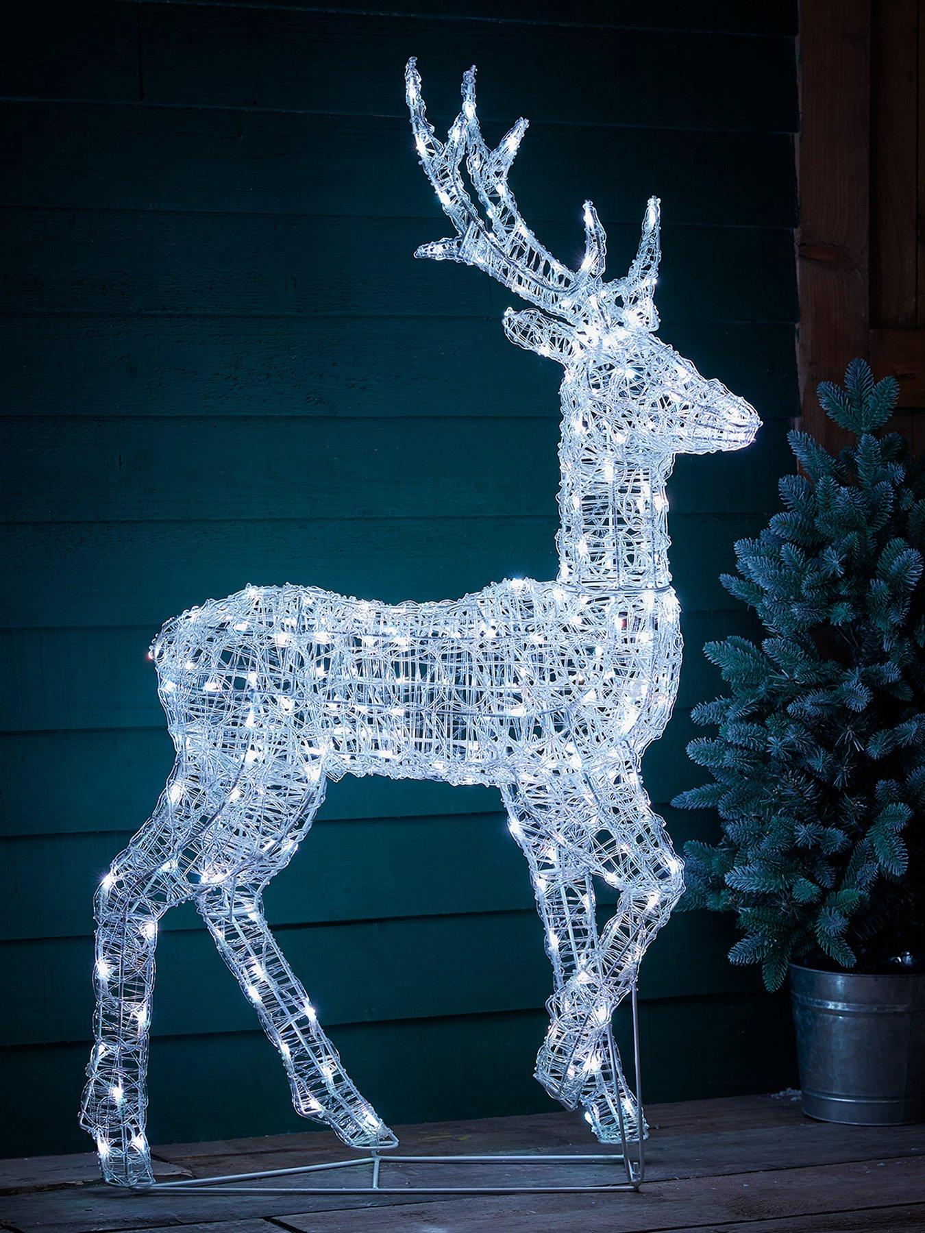 Image 2 of 4 of Lights4Fun Colour Changing LED Acrylic 120cm Stag With Remote Control