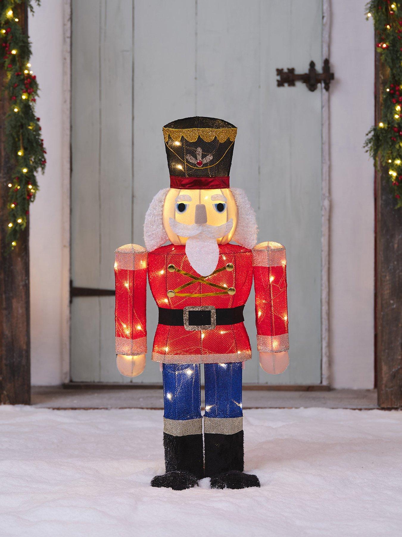 Image 1 of 4 of Lights4Fun 91cm Outdoor Battery Opertated Nutcracker Figure