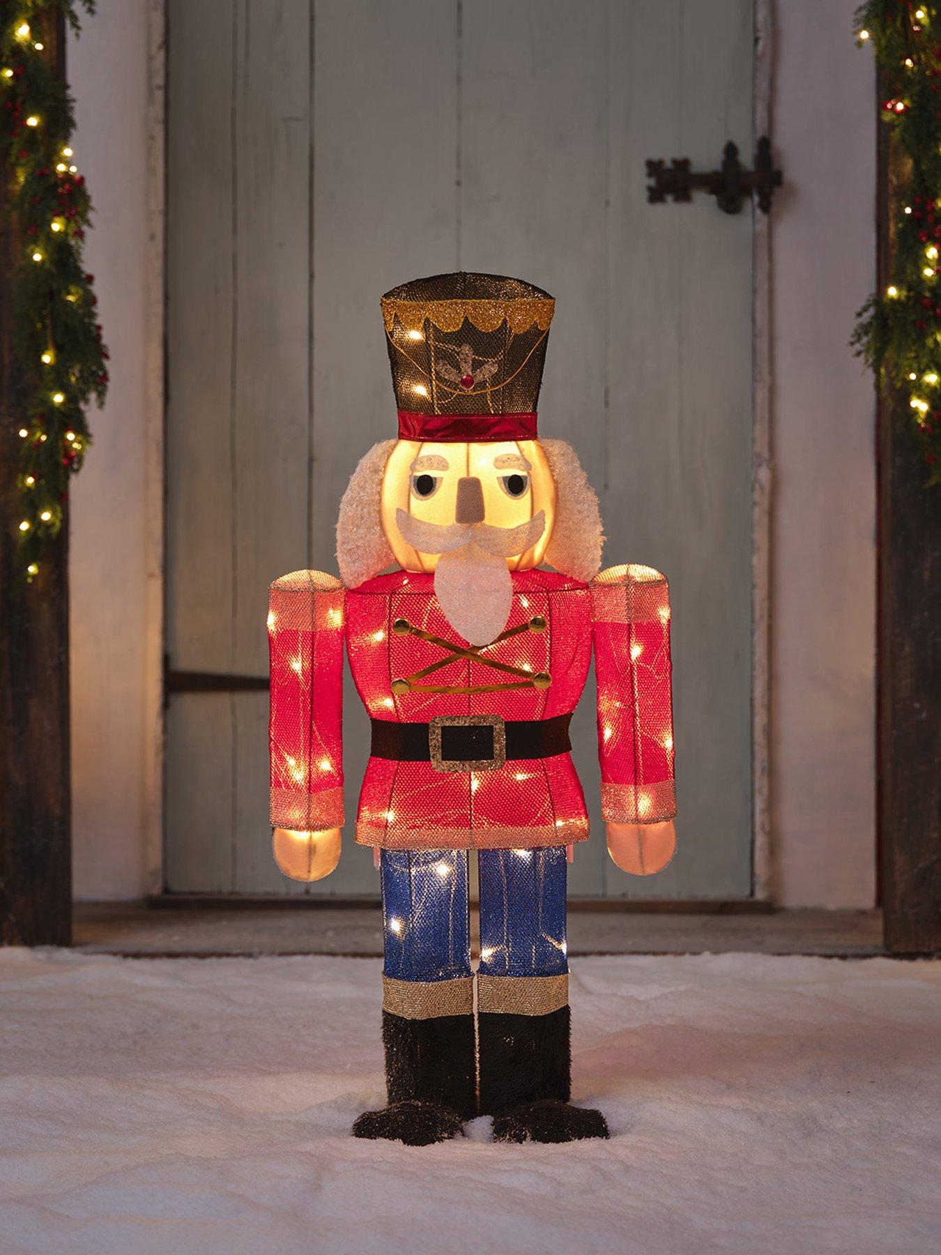 Image 2 of 4 of Lights4Fun 91cm Outdoor Battery Opertated Nutcracker Figure