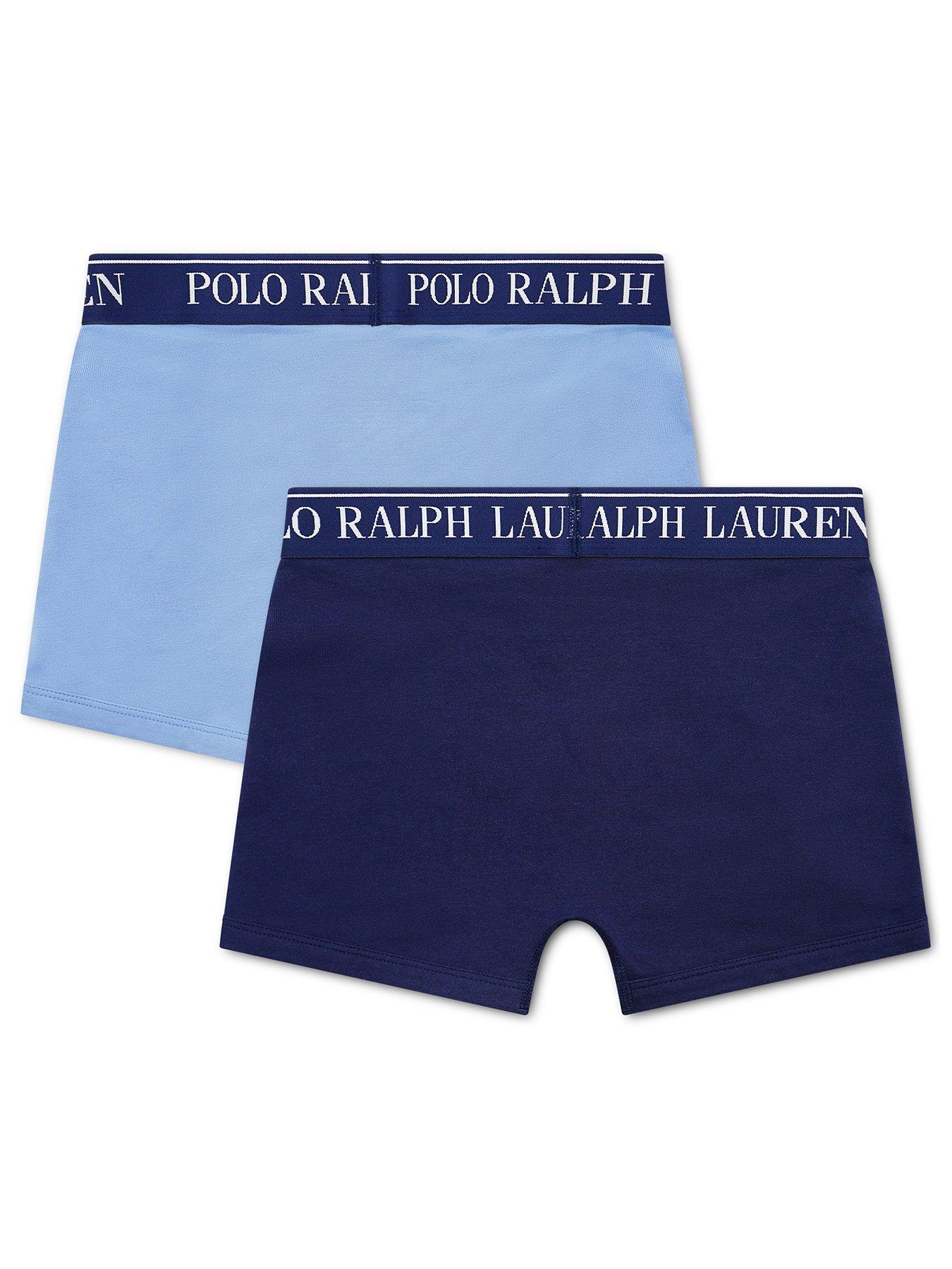 Image 2 of 4 of Polo Ralph Lauren Boys' 2 Pack Cotton Stretch Logo Boxers - Navy