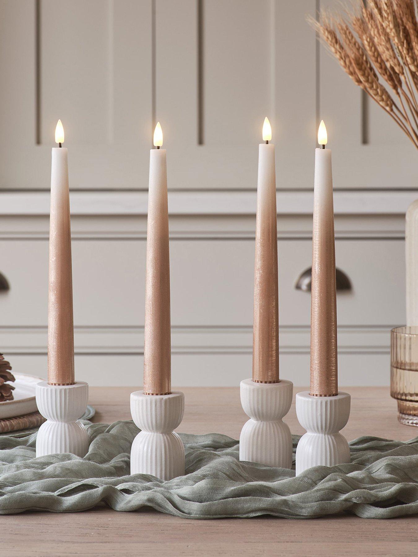 Lights4Fun 4 Bronze Ombre  Truglow Remote Control Led Taper Candles