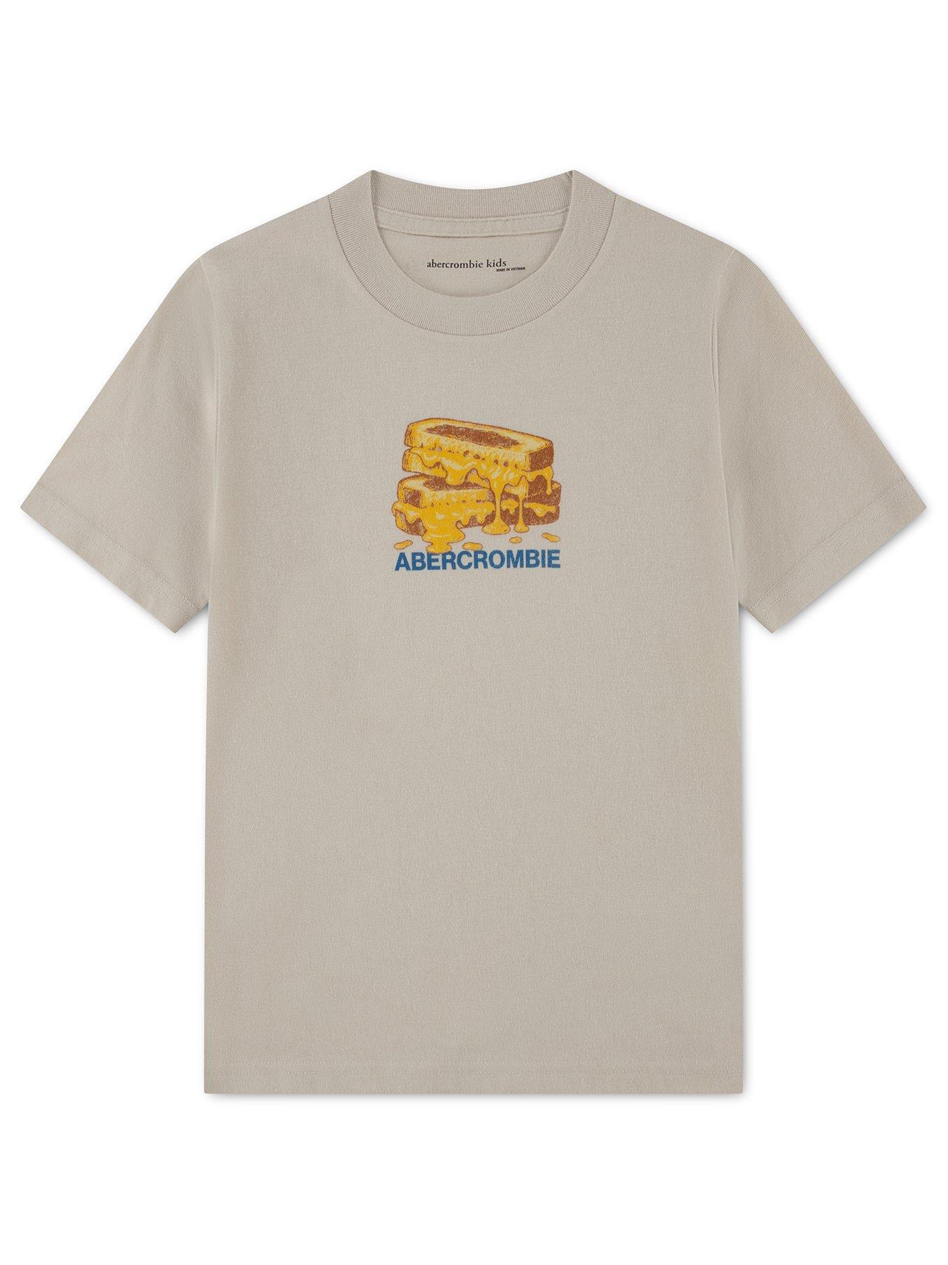 Image 2 of 5 of Abercrombie & Fitch Boys Grilled Cheese Graphic Logo T-Shirt - Beige