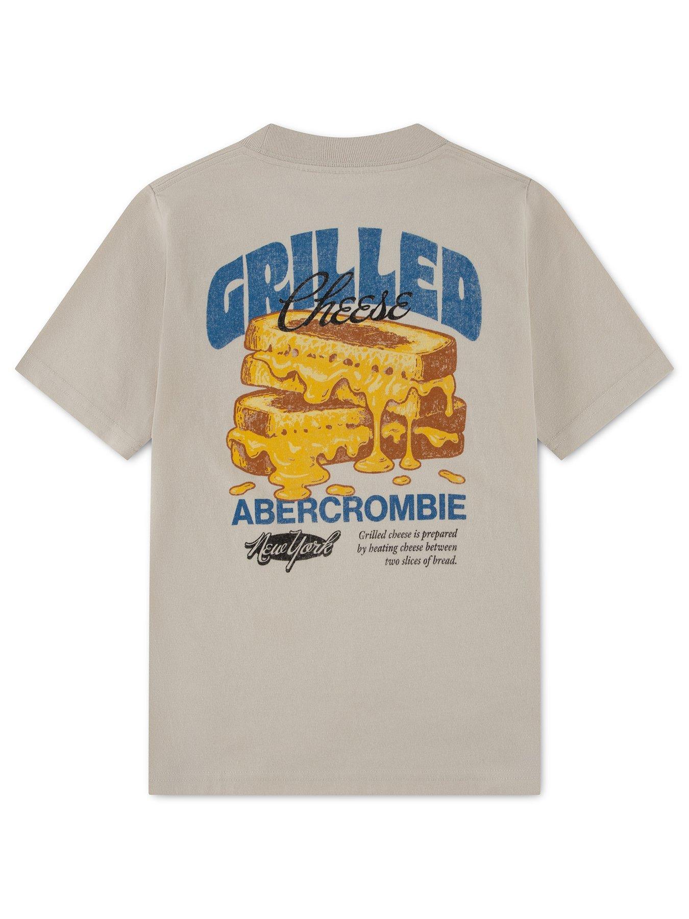 Image 3 of 5 of Abercrombie & Fitch Boys Grilled Cheese Graphic Logo T-Shirt - Beige