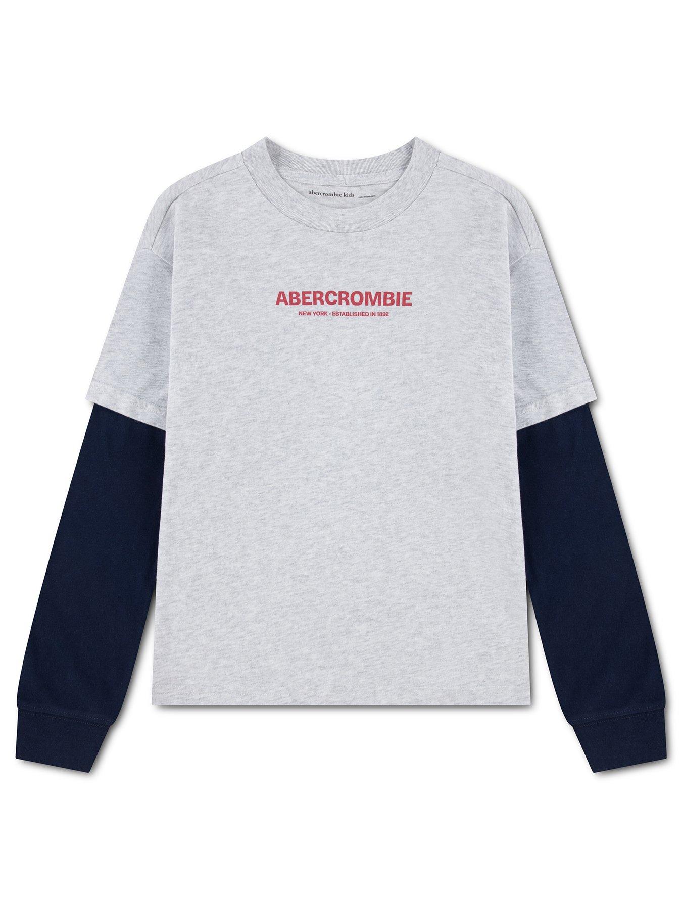 Image 2 of 4 of Abercrombie & Fitch Boys Graphic 2fer Long Sleeve T-shirt - Grey