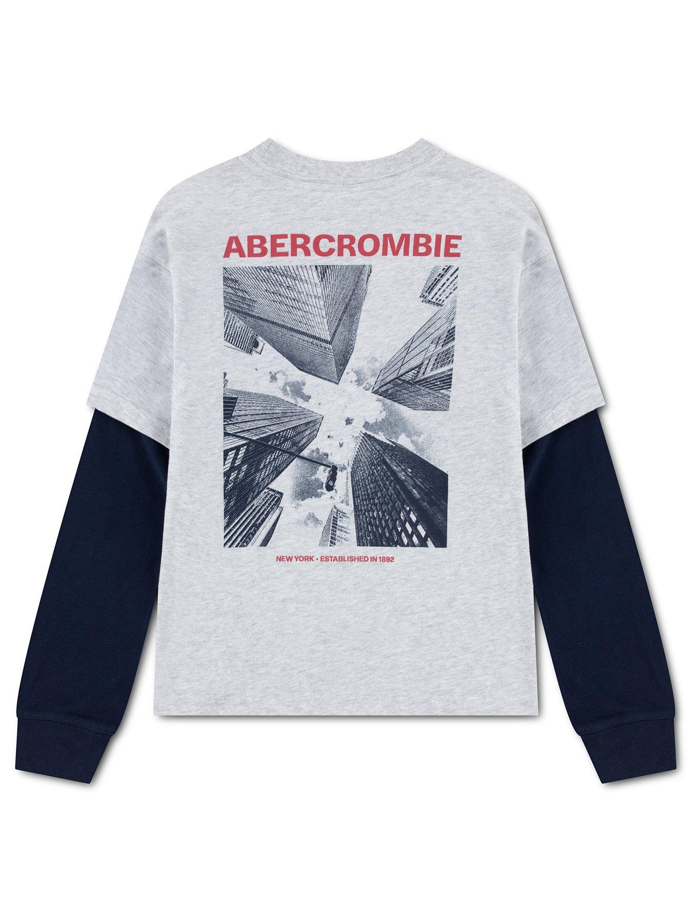 Image 3 of 4 of Abercrombie & Fitch Boys Graphic 2fer Long Sleeve T-shirt - Grey