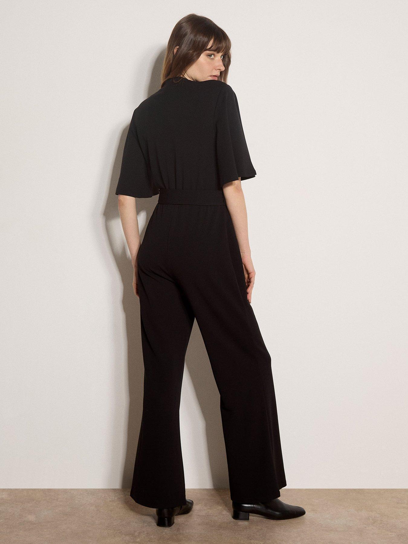 Image 2 of 4 of Apricot Apricot Womens Angel Sleeve Jersey Crepe Jumpsuit - Black