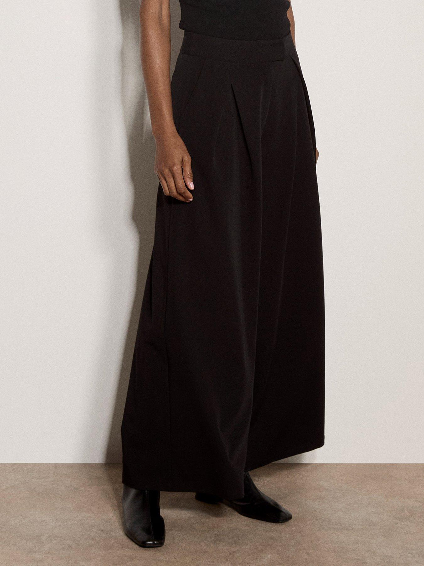 Image 1 of 4 of Apricot Apricot Womens Wide Leg Pleat High Waist Tailor Trousers - Black