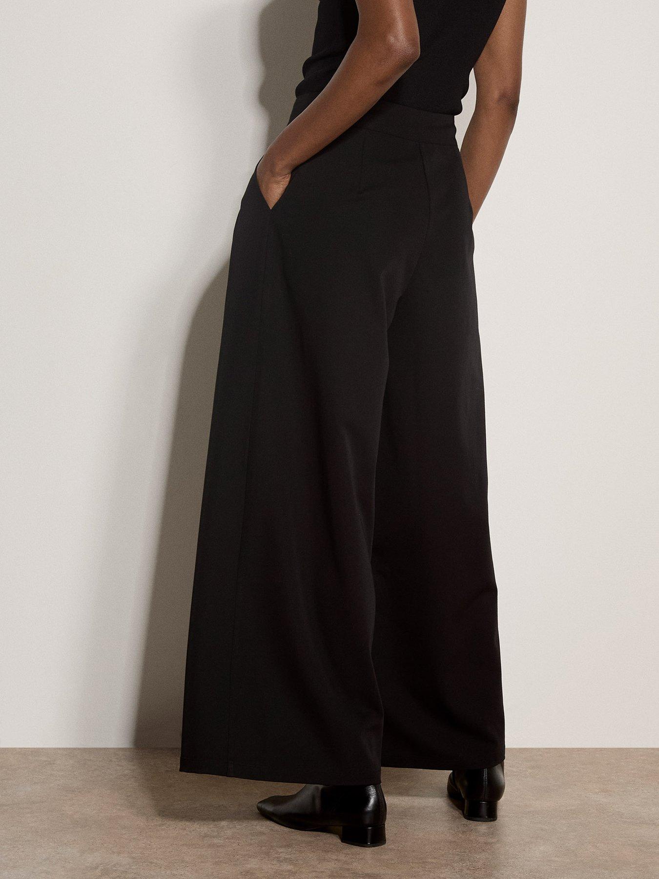 Image 2 of 4 of Apricot Apricot Womens Wide Leg Pleat High Waist Tailor Trousers - Black