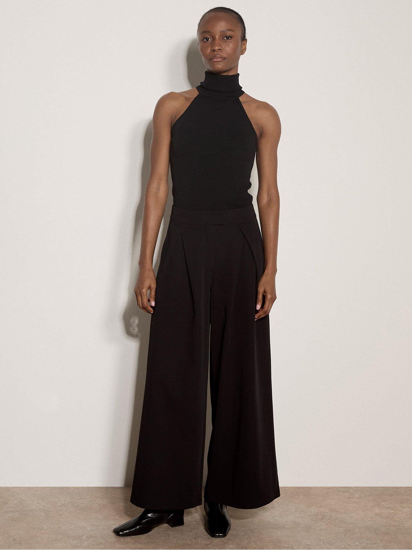 Image 3 of 4 of Apricot Apricot Womens Wide Leg Pleat High Waist Tailor Trousers - Black