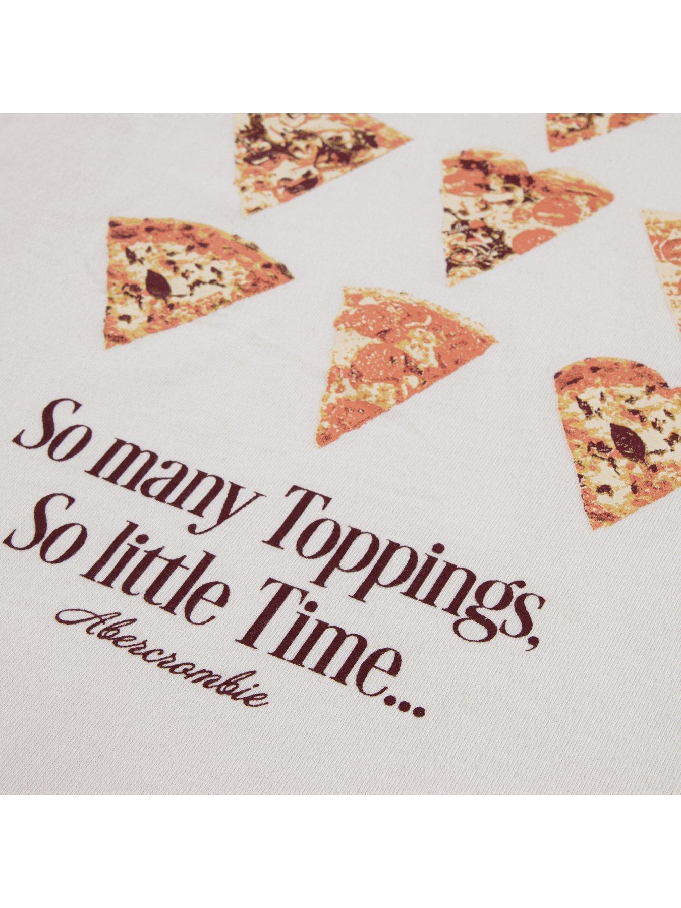 Image 3 of 3 of Abercrombie & Fitch Girls' Oversized Pizza Graphic Short Sleeve T-Shirt - Cream