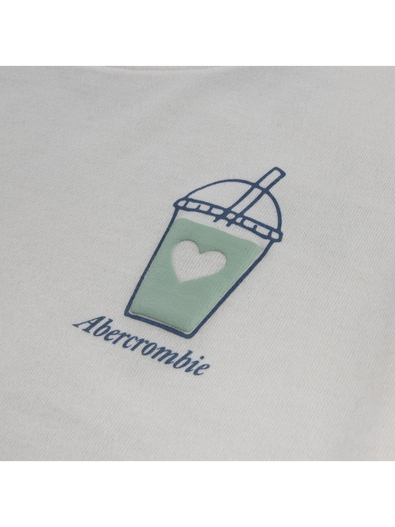 Image 3 of 4 of Abercrombie & Fitch Girls Oversized Matcha Graphic Short Sleeve T-Shirt - Cream