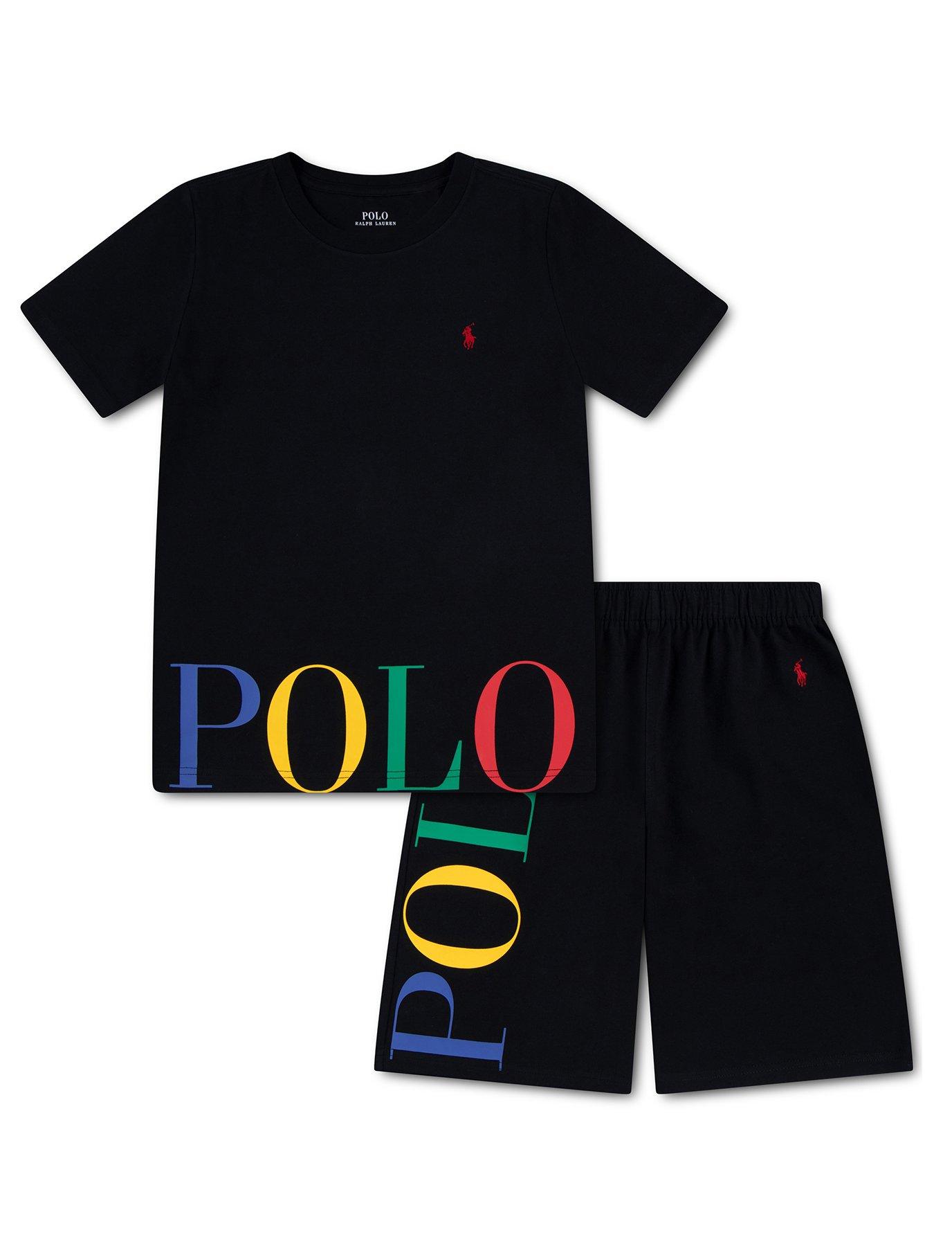 Image 1 of 4 of Polo Ralph Lauren Boys' Short Sleeve T-Shirt &amp; Shorts Pyjama Set - Black