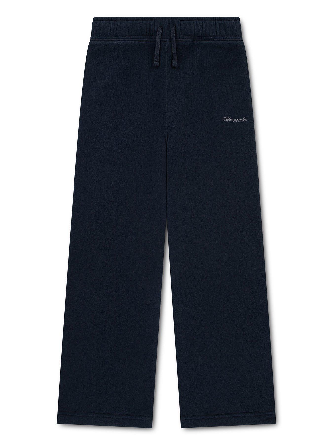 Abercrombie & Fitch Girls' Essential Wide Leg Tracksuit Bottoms - Black