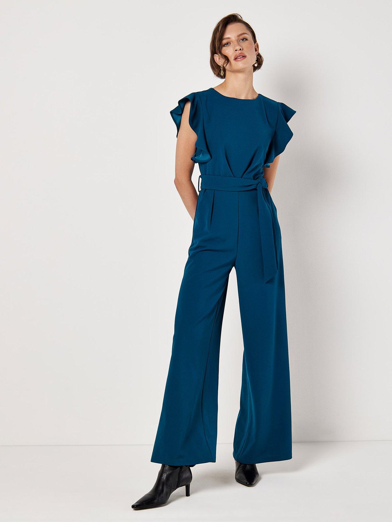 Apricot Apricot Ruffle Slv Pleat Detail Jumpsuit